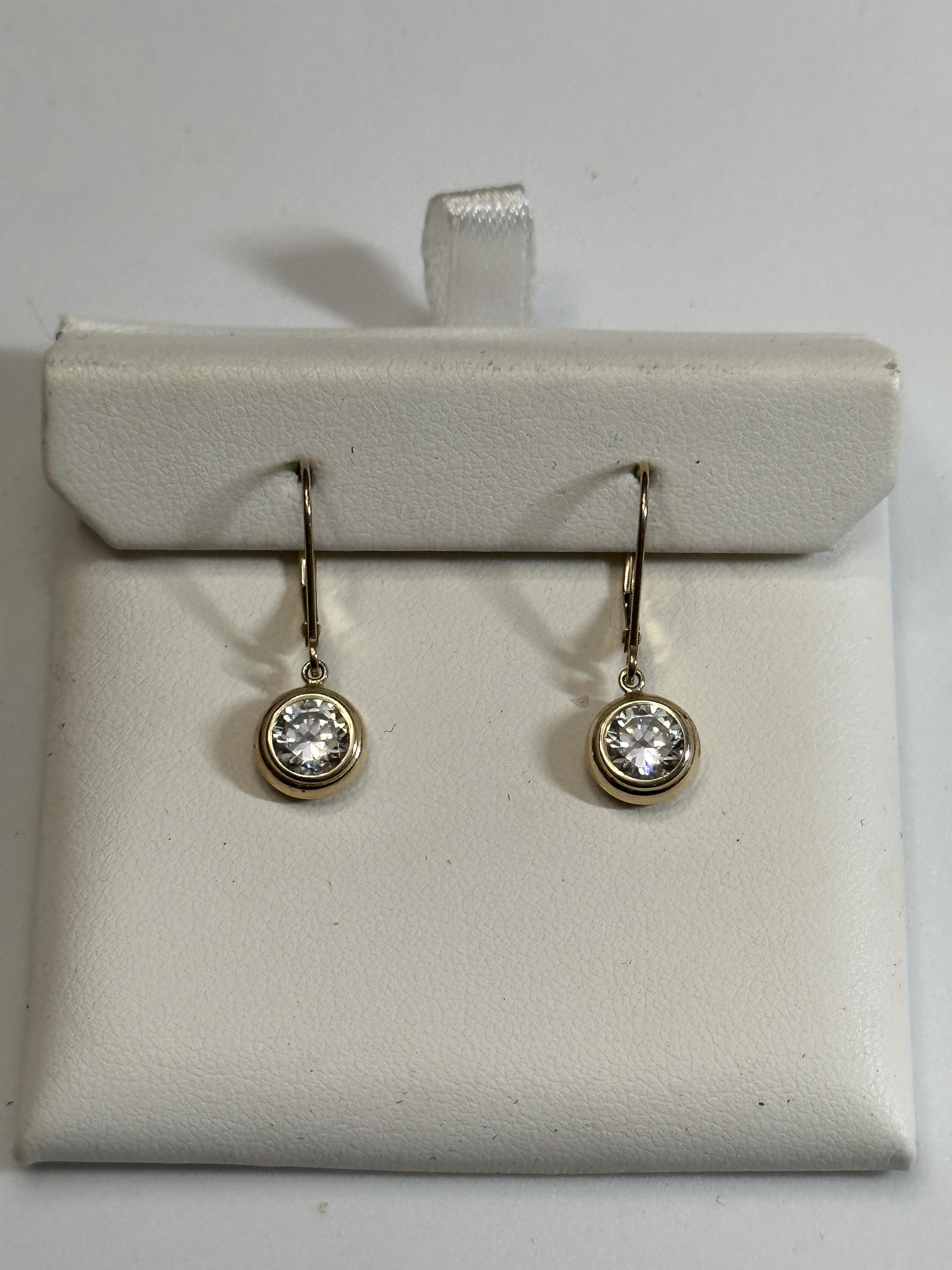 ESTATE 14K GOLD DESIGNER COCKTAIL DANGLE EARRINGS 1" DROP (1 of 5)