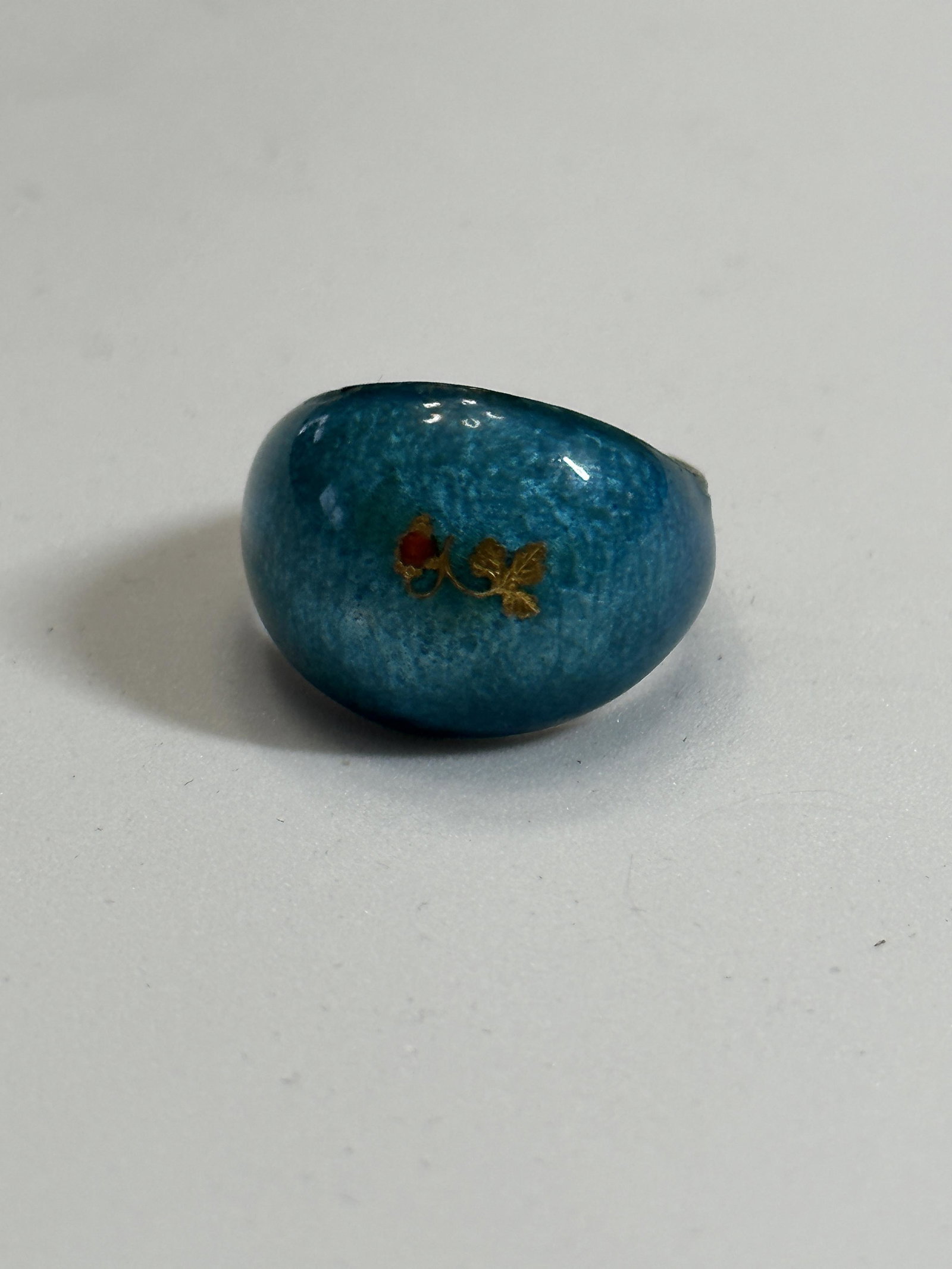 JAPANESE STERLING SILVER ENAMELED STERLING SILVER RING SZ 4 (1 of 3)