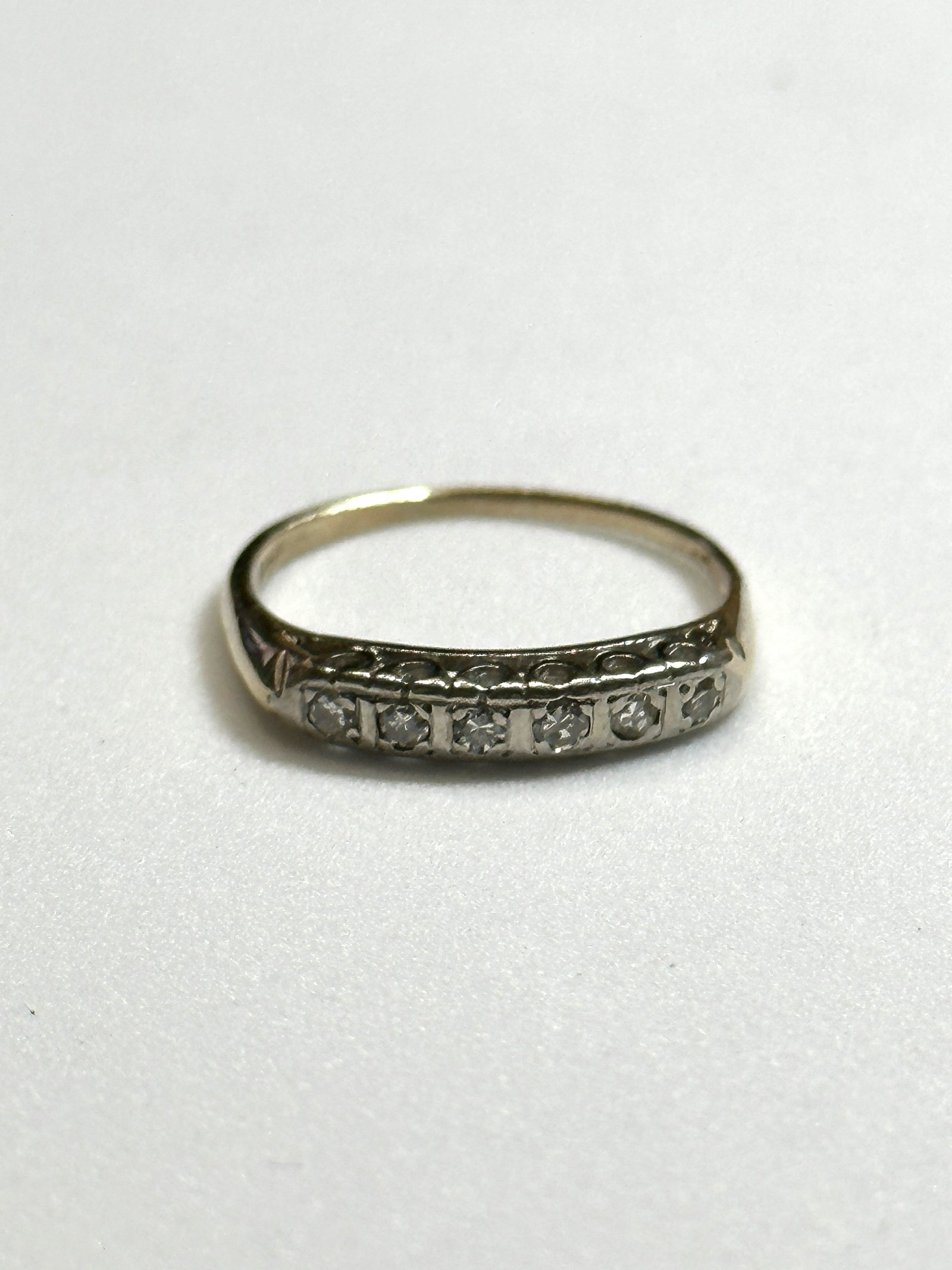 ART DECO 14K GOLD EUROPEAN CUT DIAMONDS FILIGREE RING SZ 7 (1 of 3)