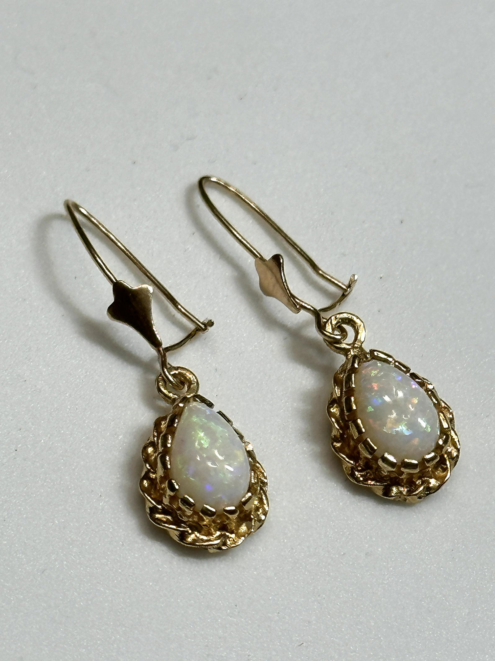 14K GOLD OPAL COCKTAIL DANGLE EARRINGS 1.25" DROP (1 of 3)