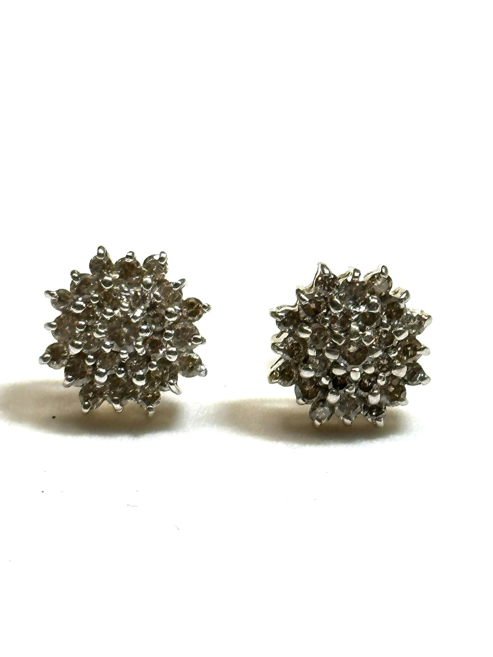 ESTATE 14K GOLD 1.0 TCW DIAMONDS CLUSTER STUDS EARRINGS (1 of 3)