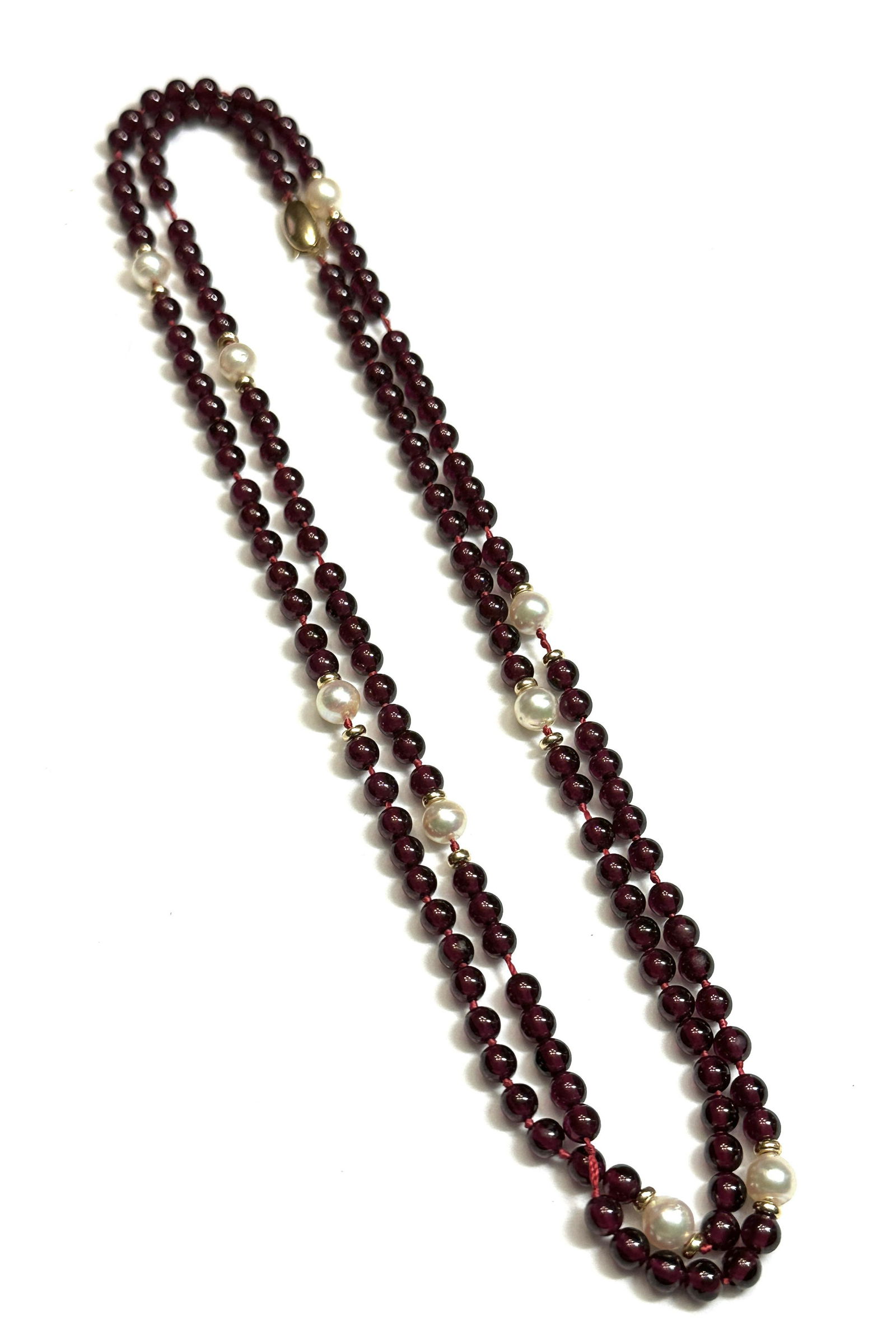 14K GOLD RUBY PEARL AND GOLD BEADED COCKTAIL NECKLACE (1 of 3)