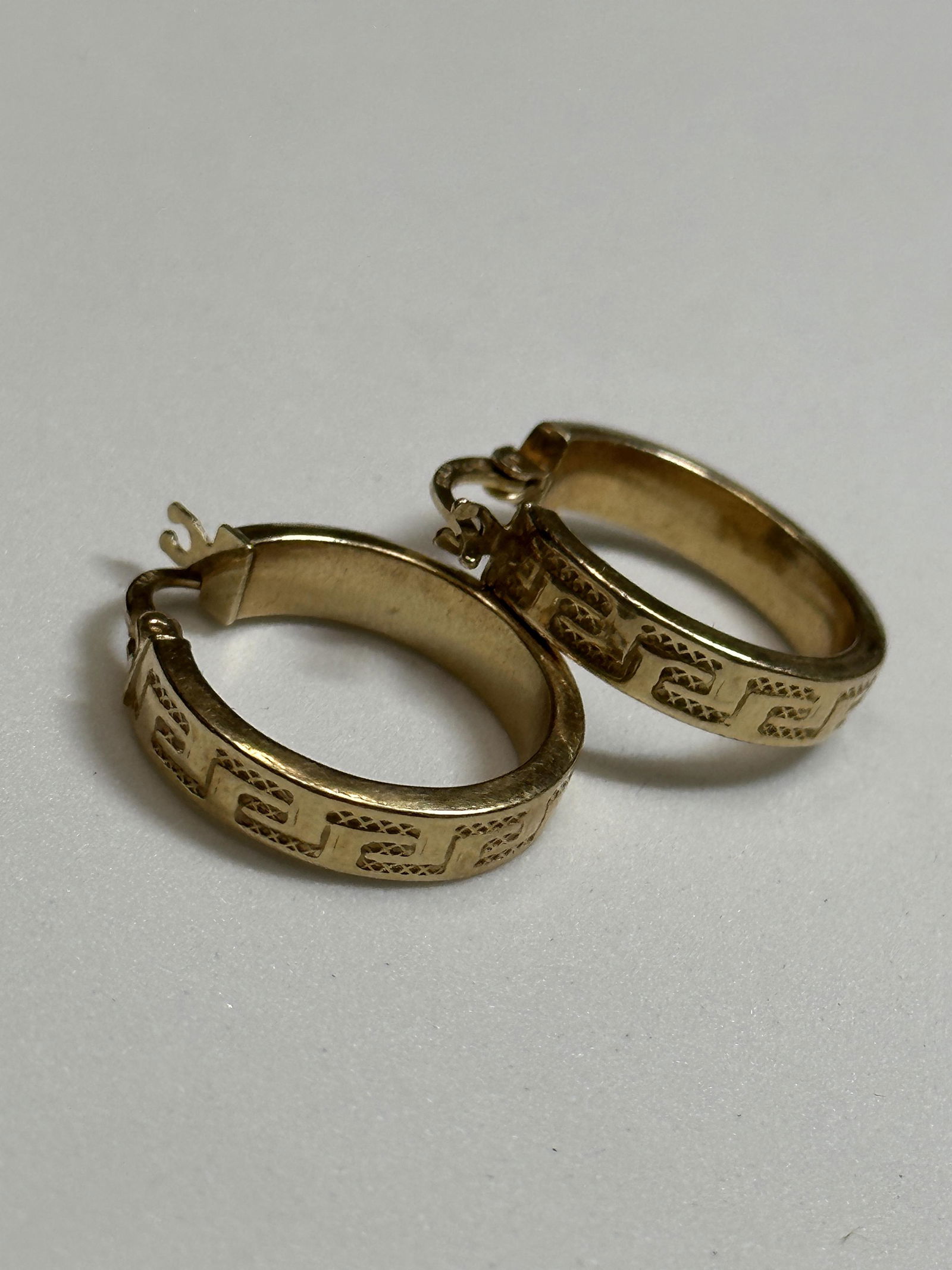 ESTATE 14K GOLD VERSACE DESIGN HOOP EARRINGS (1 of 4)