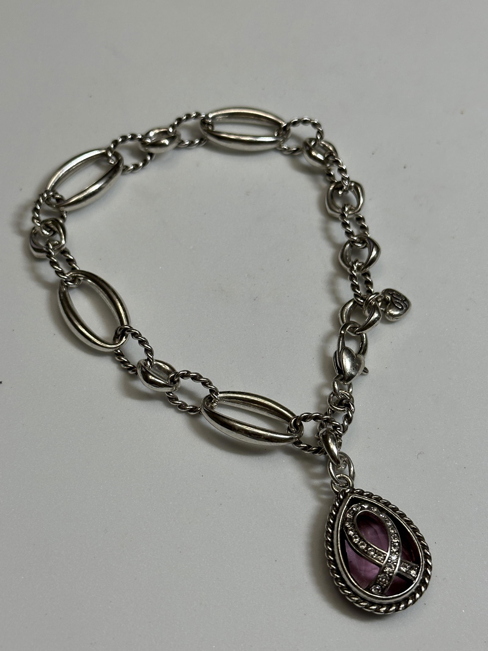 DESIGNER STERLING SILVER AMETHYST COCKTAIL LINK BRACELET (1 of 5)