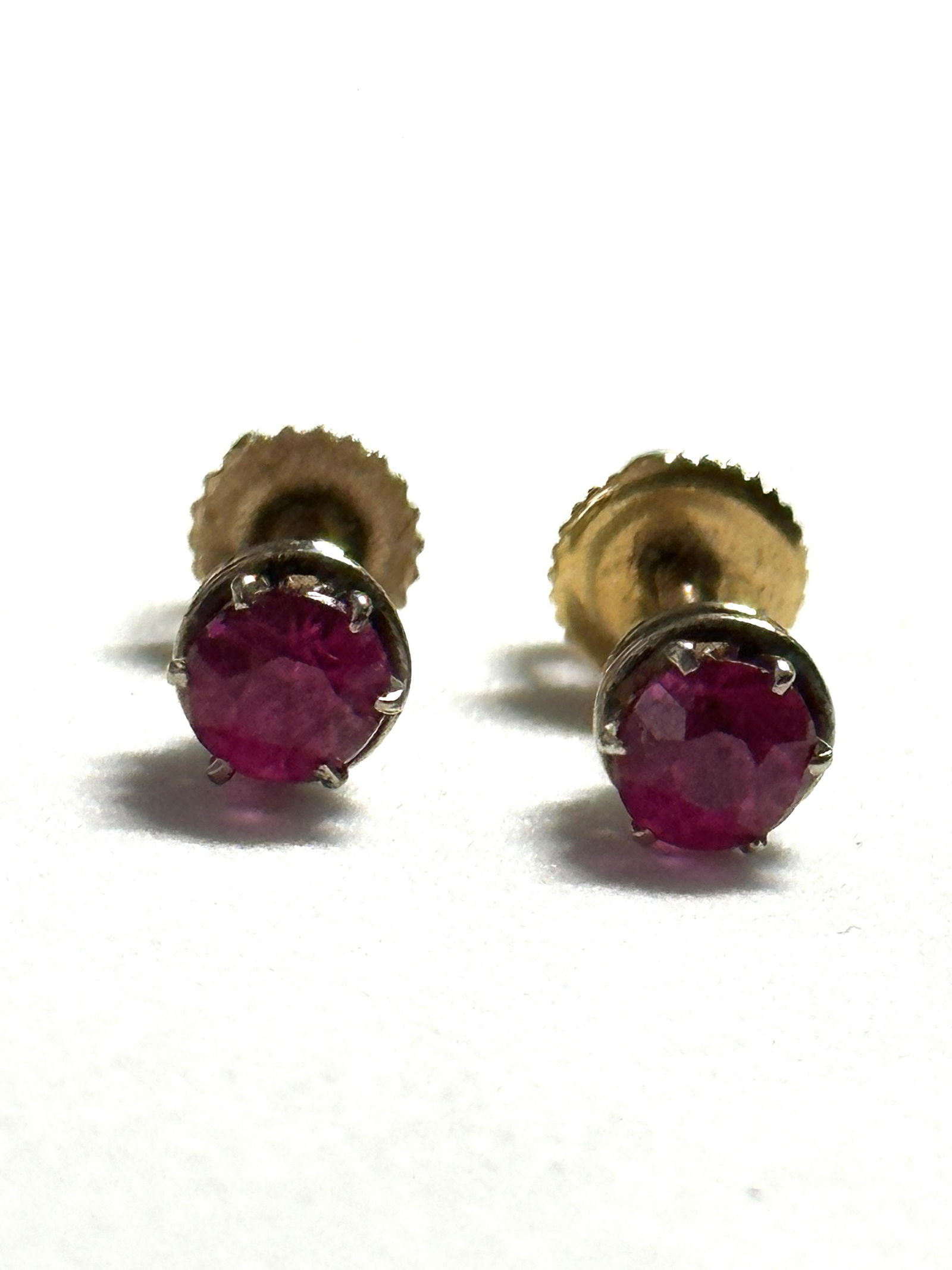 ESTATE 14K GOLD 1 TCW RUBY COCKTAIL STUDS EARRINGS (1 of 2)