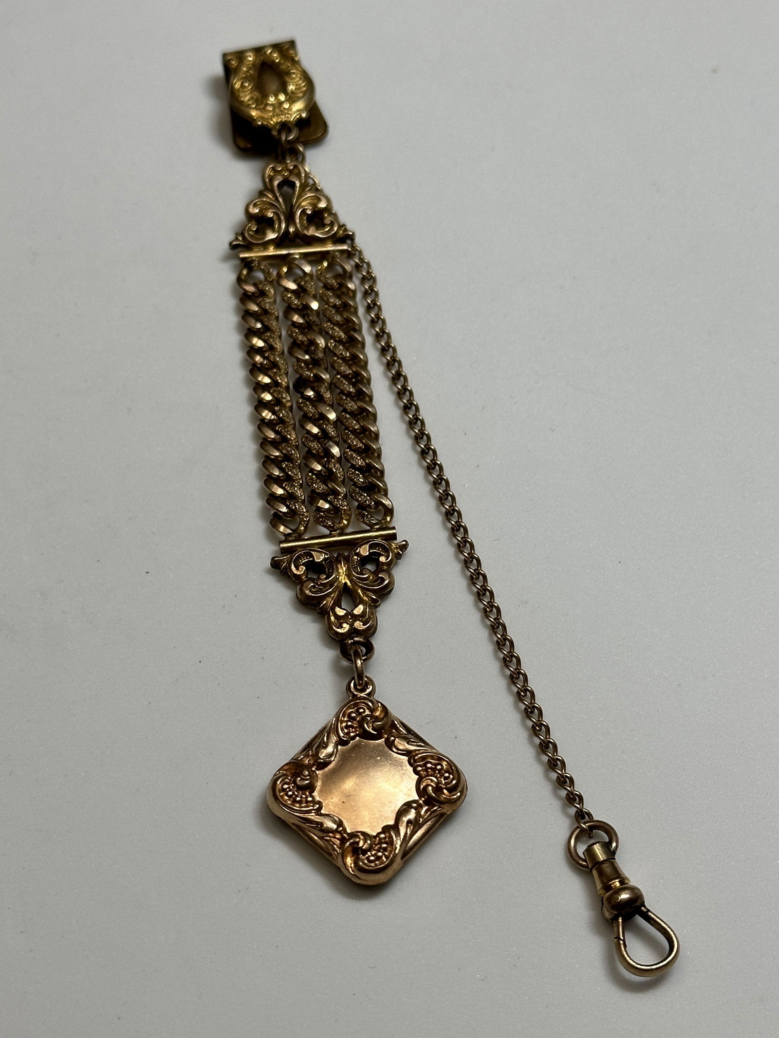ESTATE GOLD FILLED VICTORIAN POCKET WATCH CHAIN WITH FOB (1 of 4)
