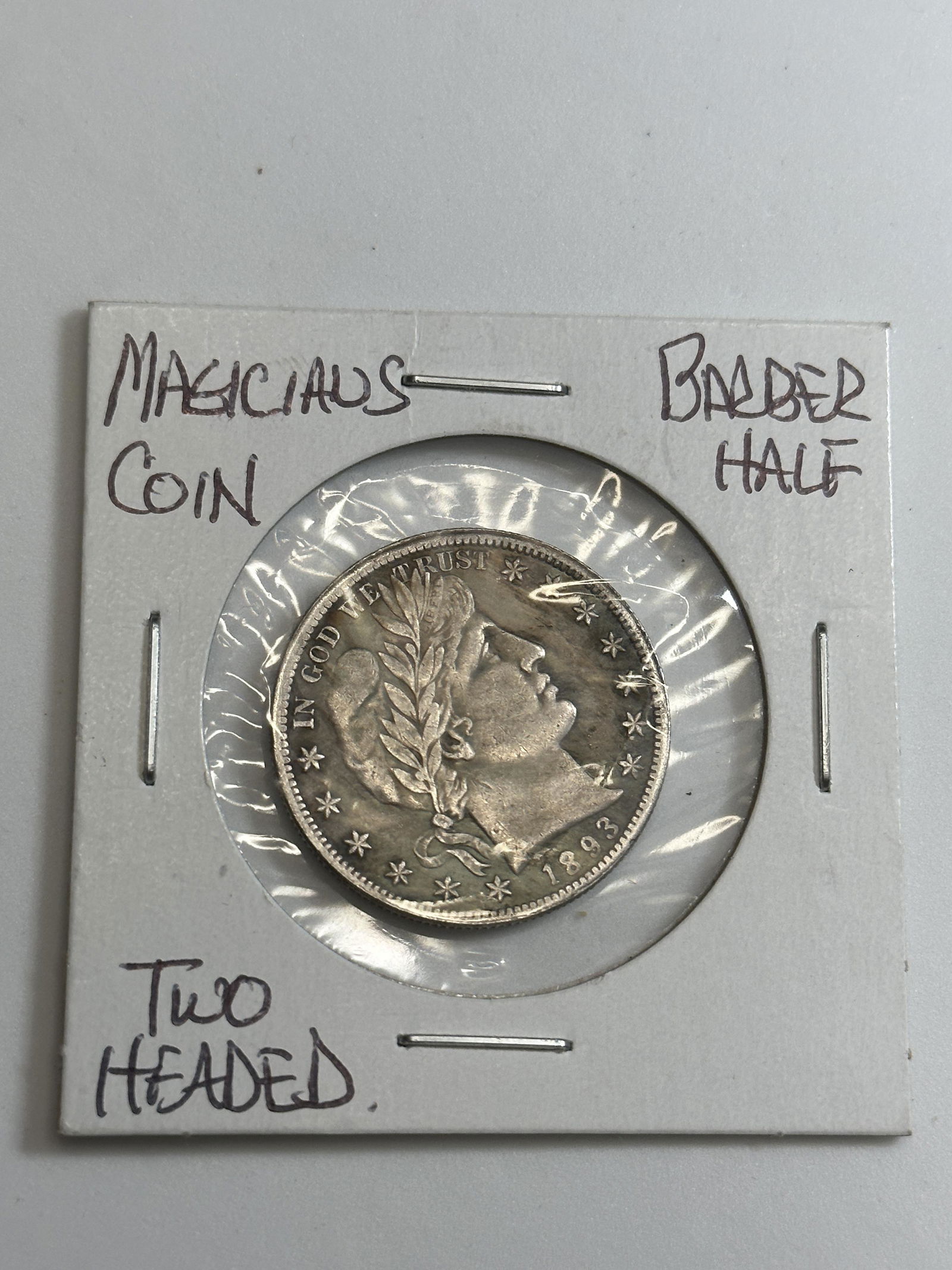 RARE 1893 DOUBLE HEADED BARBER SILVER HALF DOLLAR - MAGICIAN'S COIN (1 of 3)