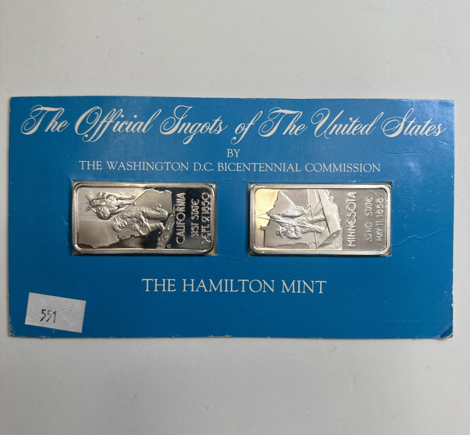 OFFICIAL INGOTS OF US, CALIFORNIA AND MINNESOTA - 1 TROY OZ EACH (1 of 4)