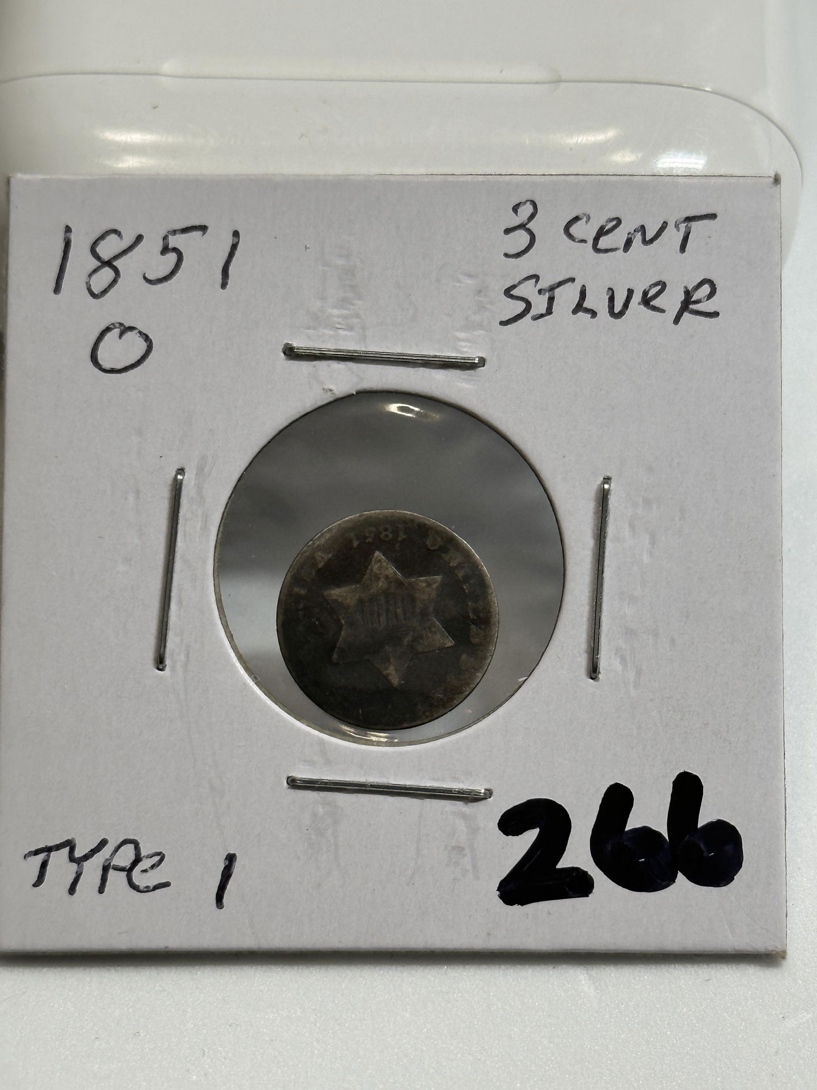 DATED 1851 O SILVER 3 CENT COIN (1 of 3)