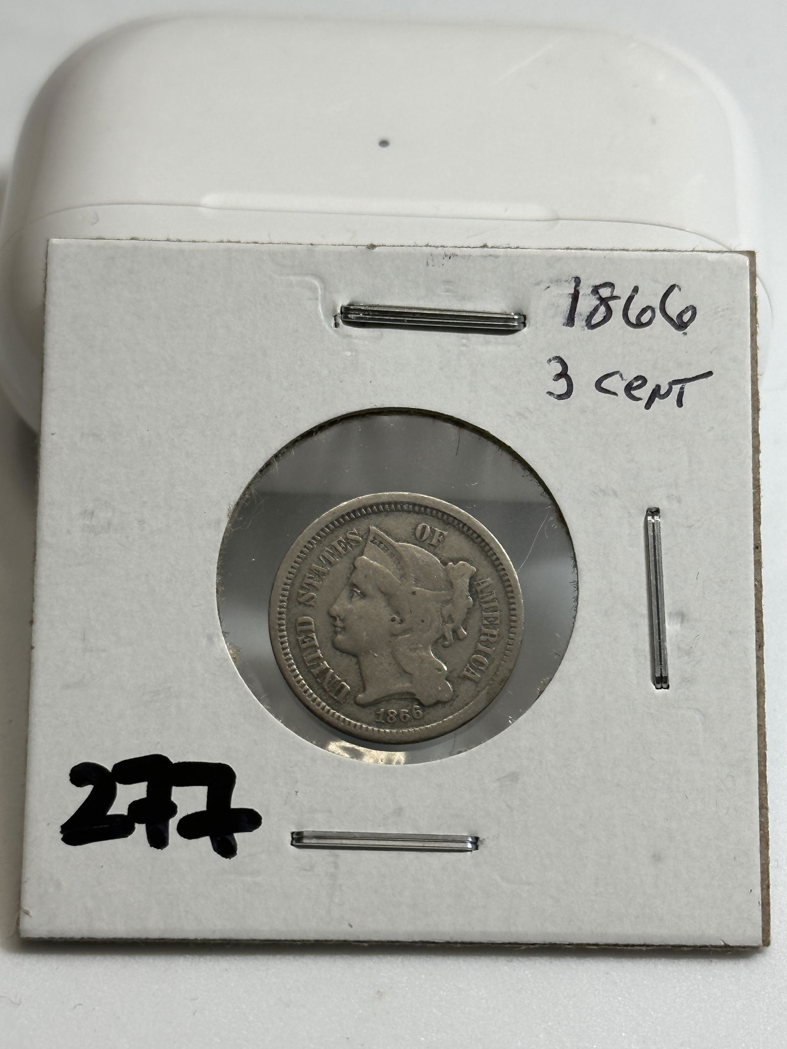 DATED 1866 3 CENT SILVER COIN (1 of 3)