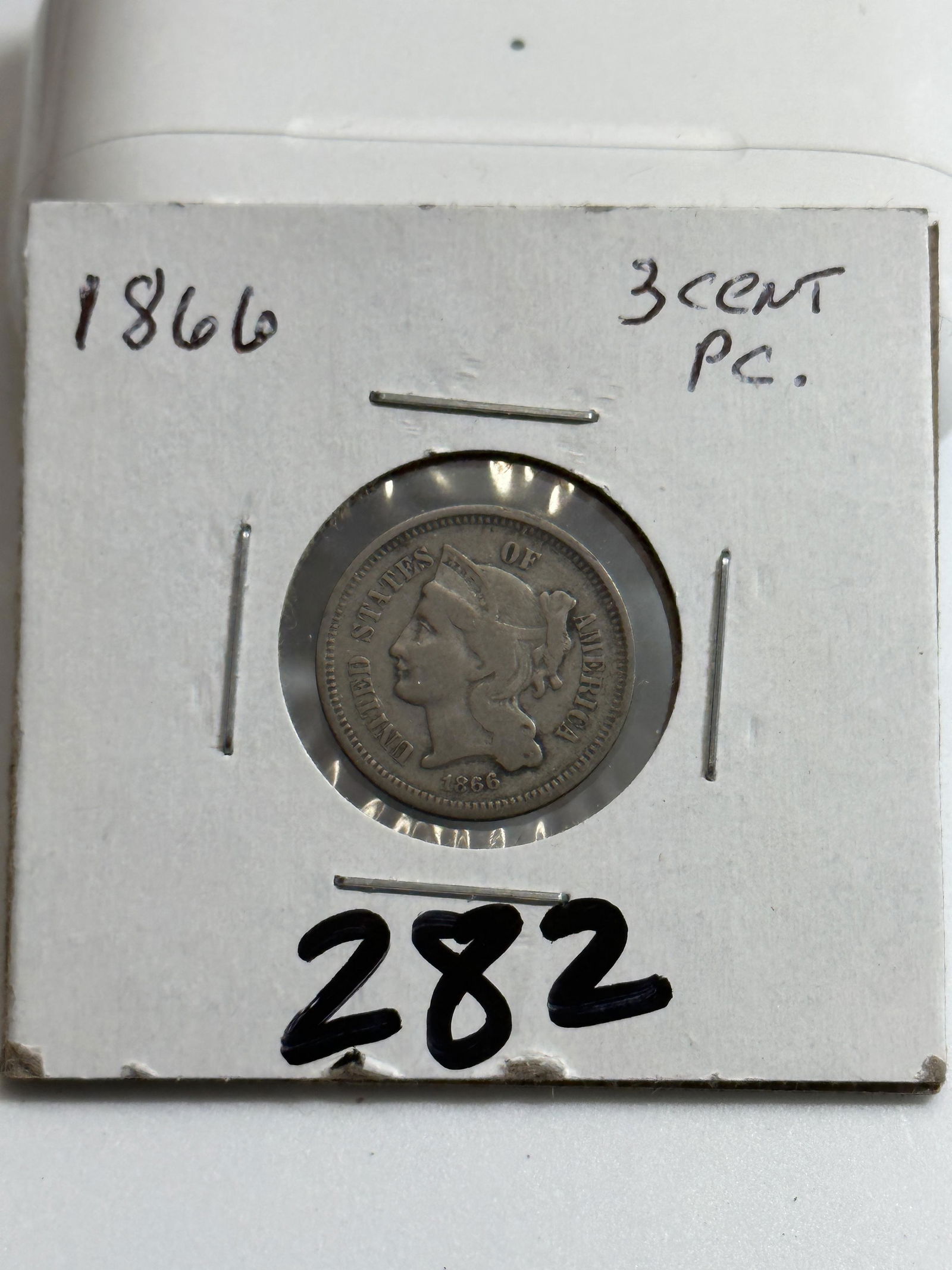 DATED 1866 3 CENT SILVER COIN (1 of 3)