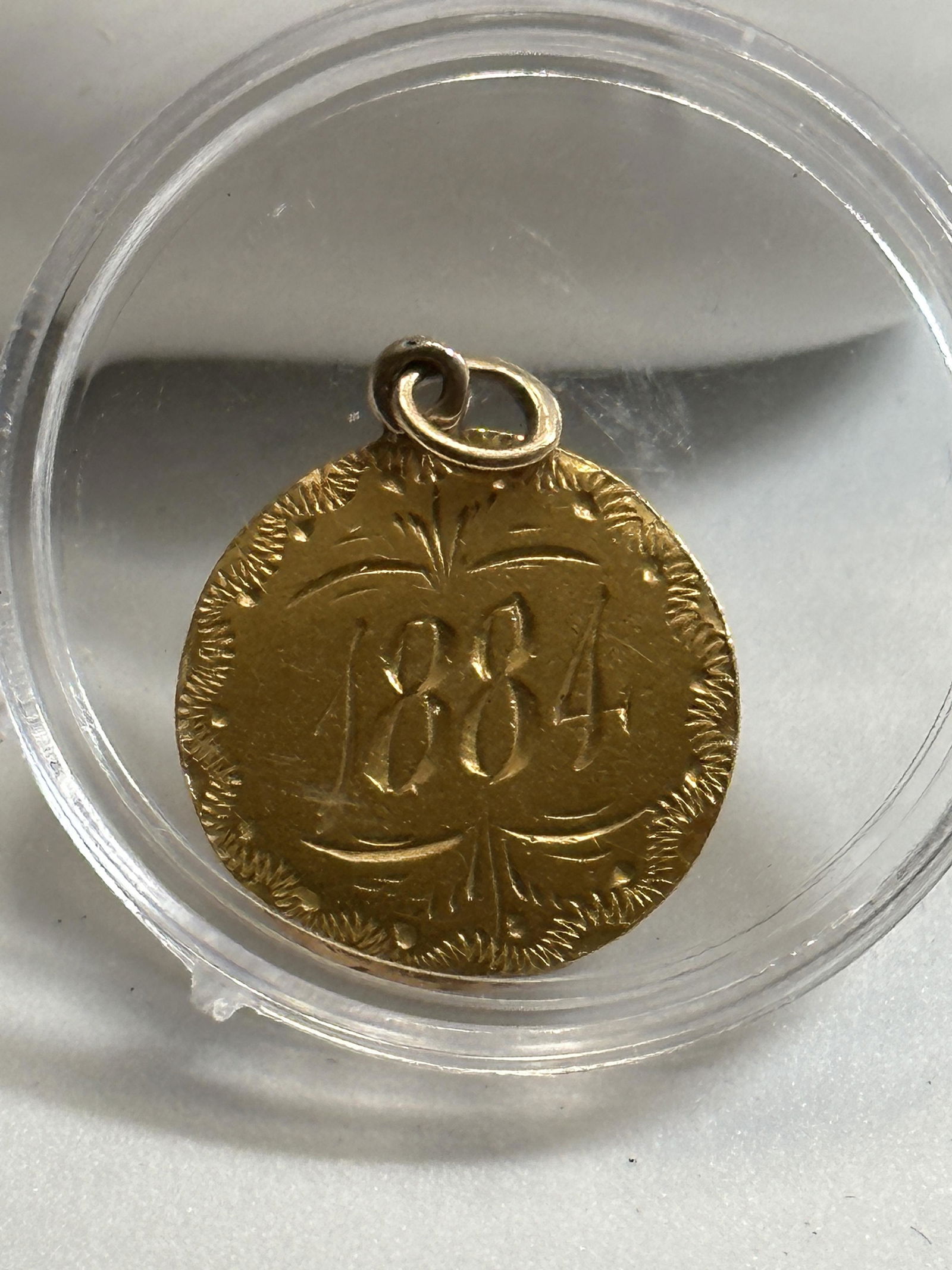 DATED 1884 14K SOLID GOLD COIN PENDANT (1 of 2)