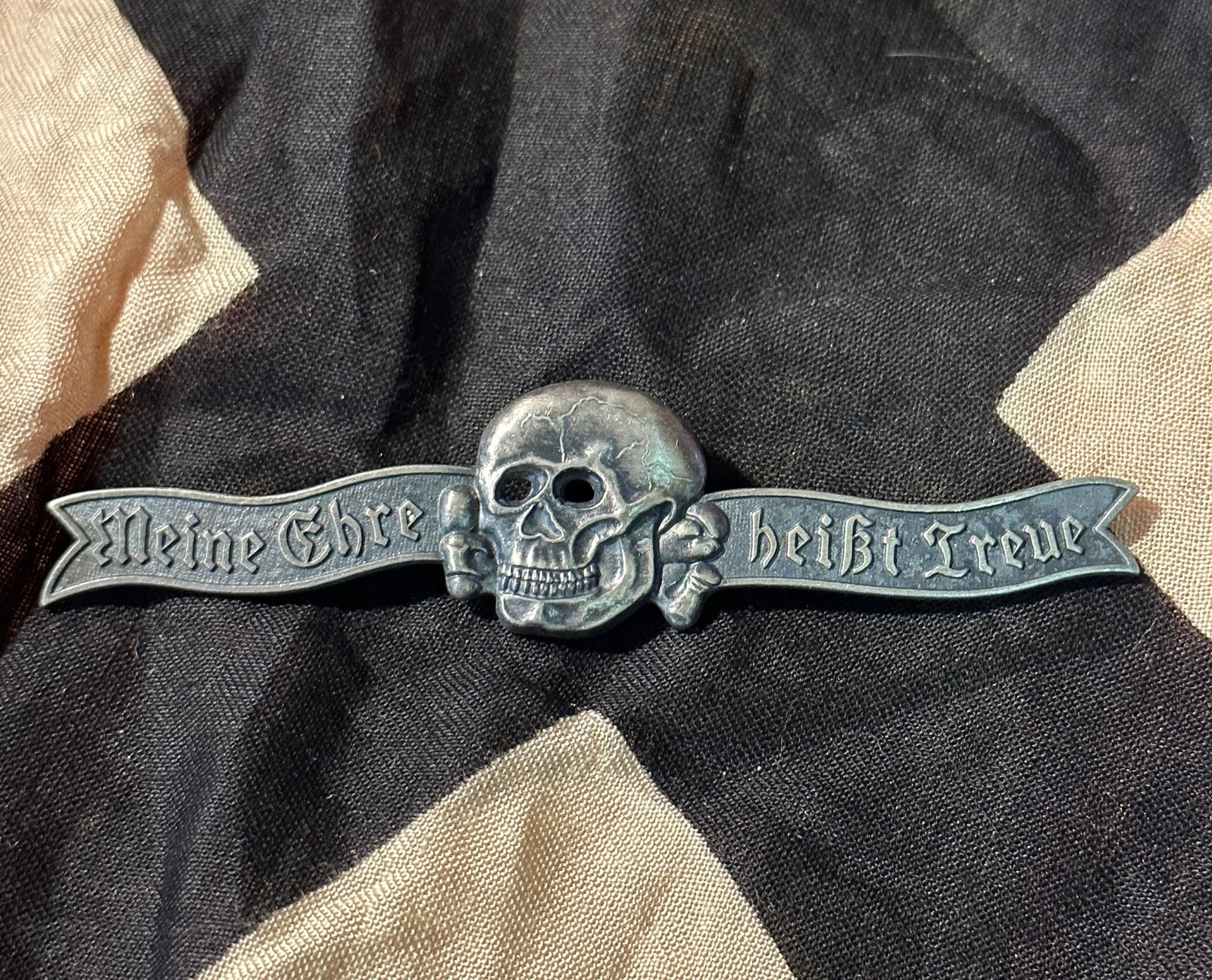 WW2 GERMAN GALA WAFFEN-SS TOTENKOPF SKULL BADGE W/MAKER MARKS: WW2 GERMAN GALA WAFFEN-SS TOTENKOPF SKULL BADGE W/MAKER MARKS. The Waffen-SS was the armed wing of the Nazi Party's SS organisation. Its formations included men from Nazi Germany, along with volunteer