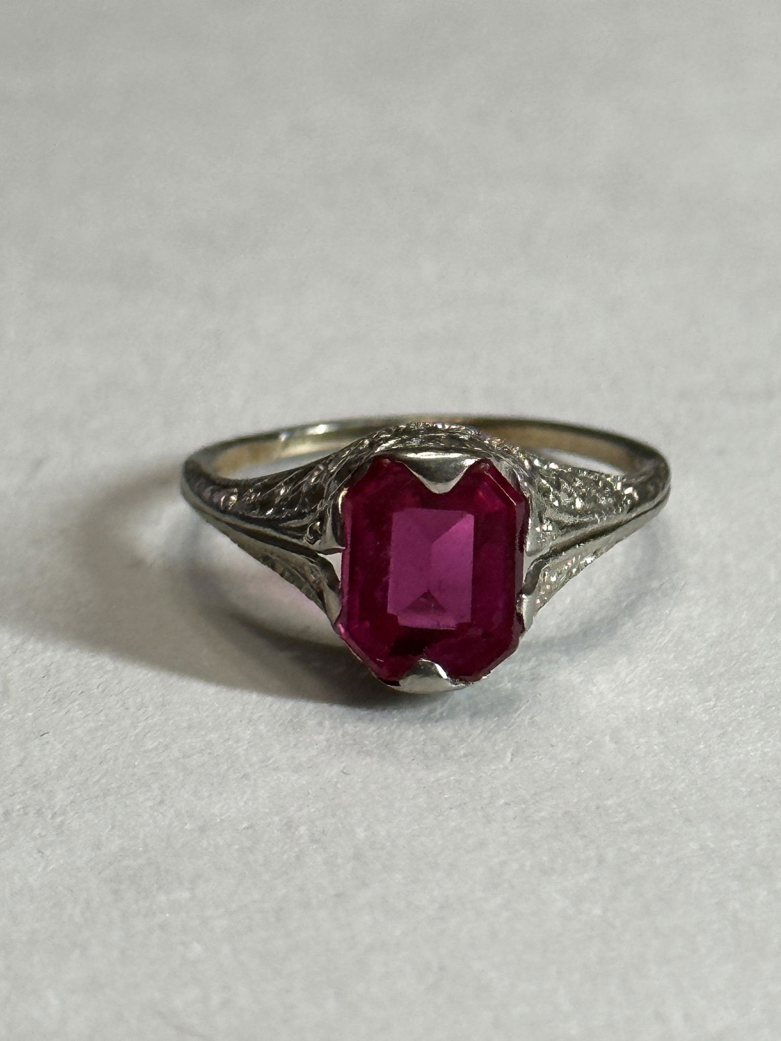 ART DECO 14K GOLD 1 CT RUBY COCKTAIL FILIGREE RING SZ 6 (1 of 3)