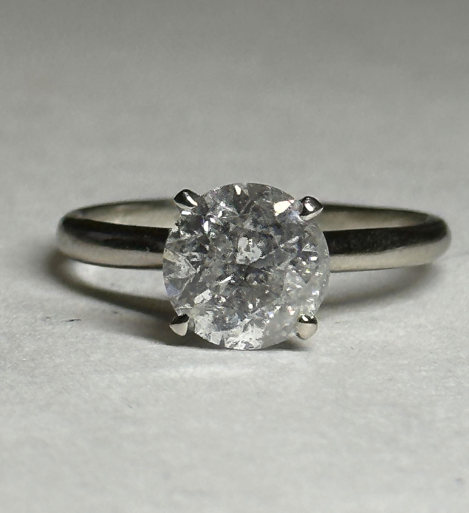 14K GOLD 2 CT ROUND SOLITAIRE I,H-I DIAMOND WEDDING RING SZ 7.5 (1 of 4)