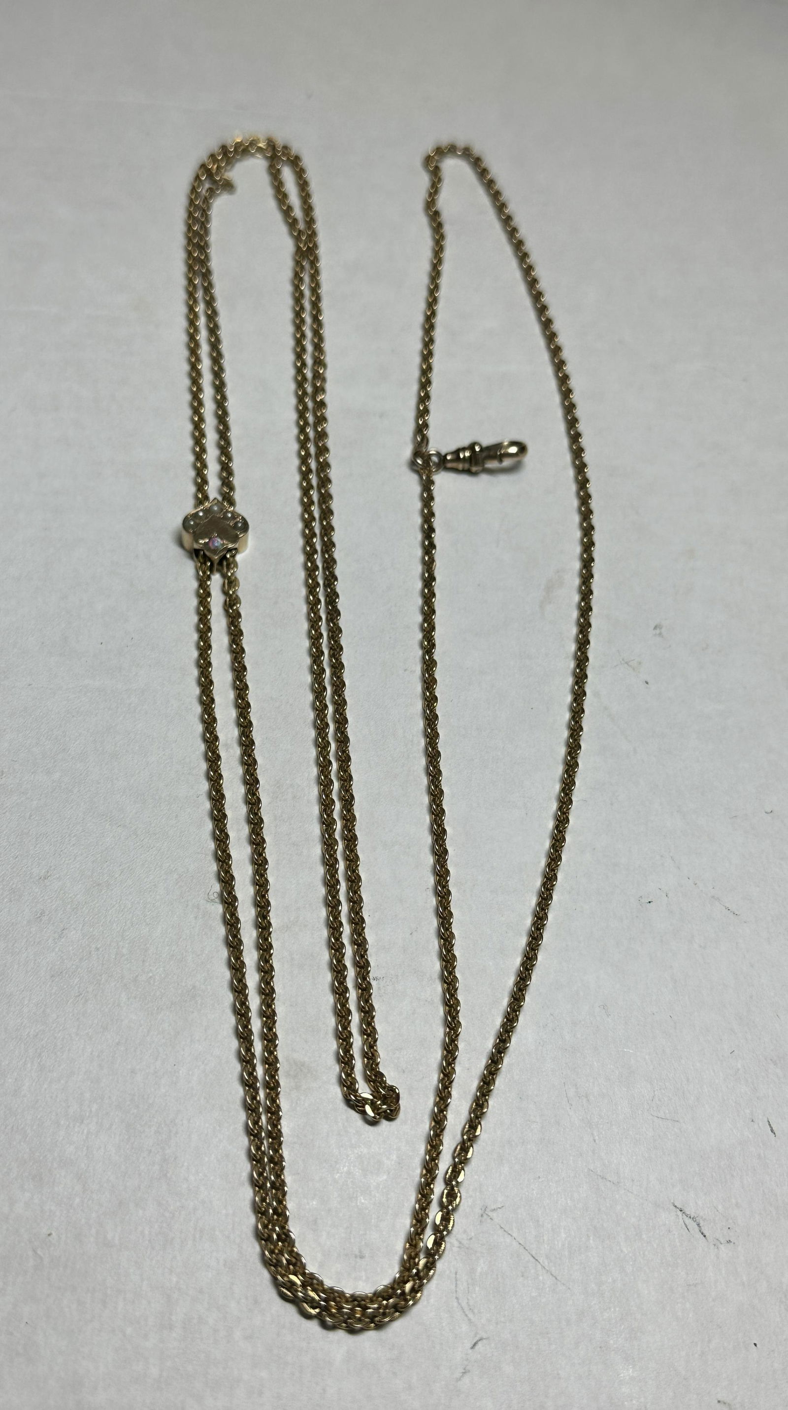 ESTATE GOLD FILLED WITH OPALS POCKET WATCH CHAIN FOB (1 of 5)