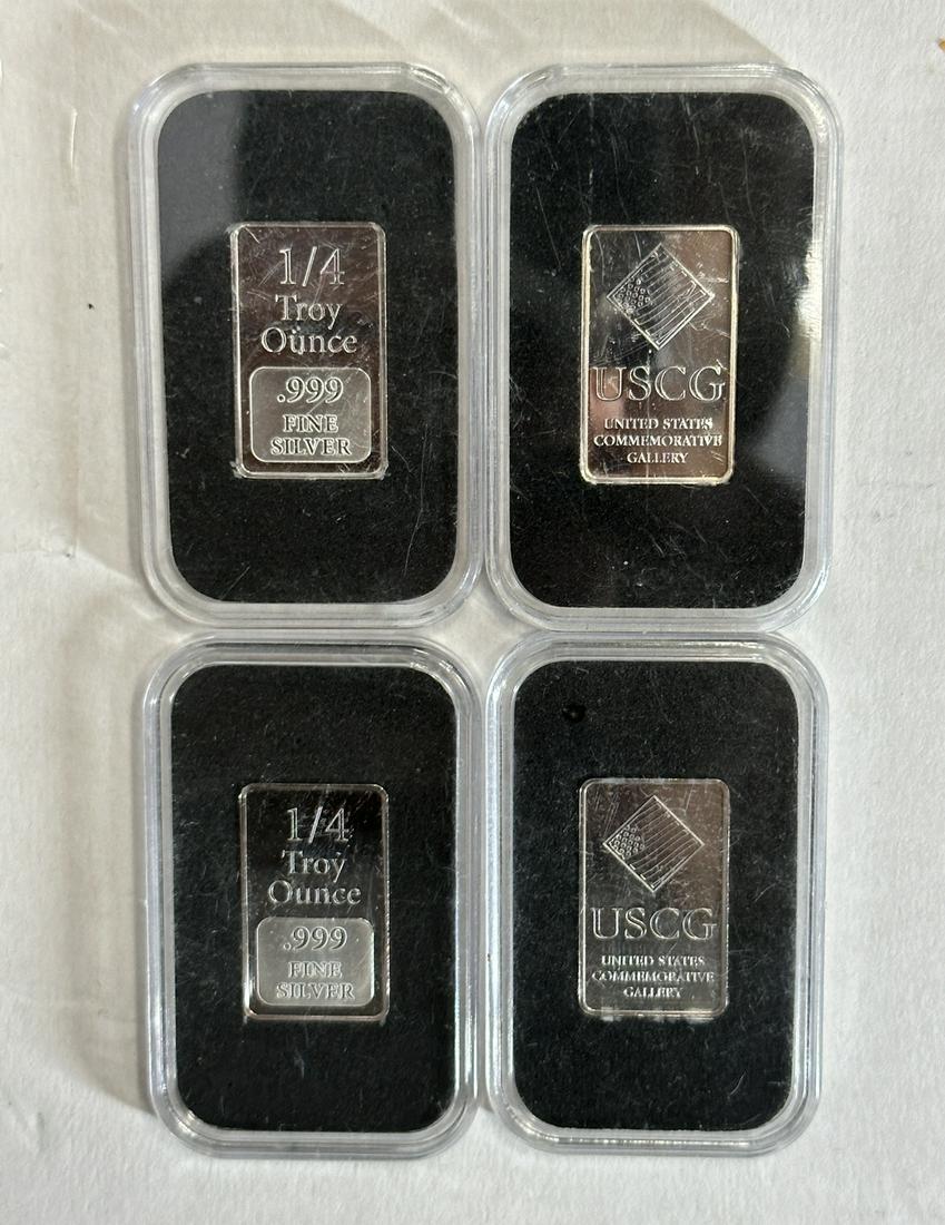 LOT OF (4) 1 OZ TOTAL .999 SILVER CASED BARS (1 of 1)