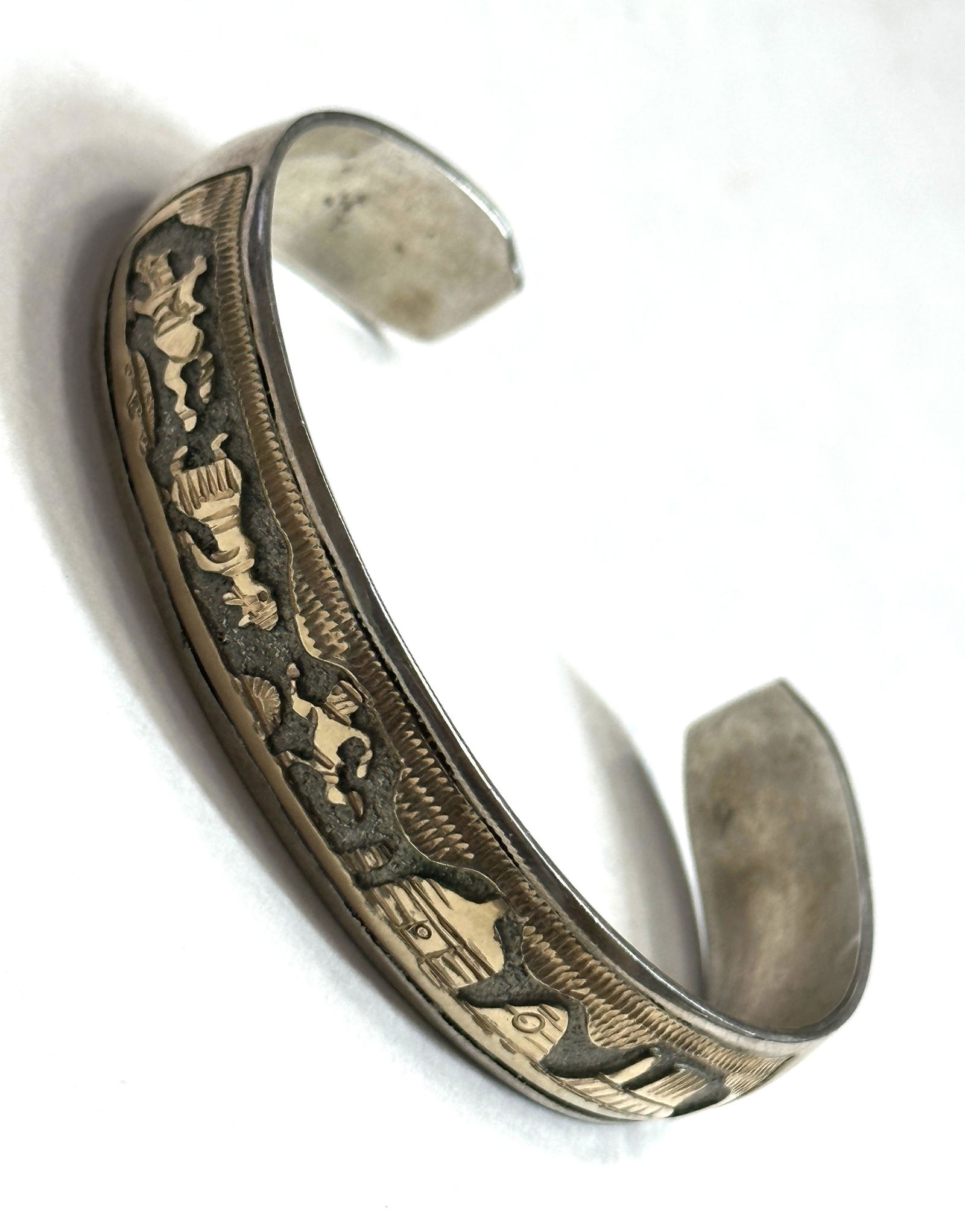 DESIGNER TSK STELRING AND GOLD FILLED CUFF BANGLE BRACELET (1 of 3)