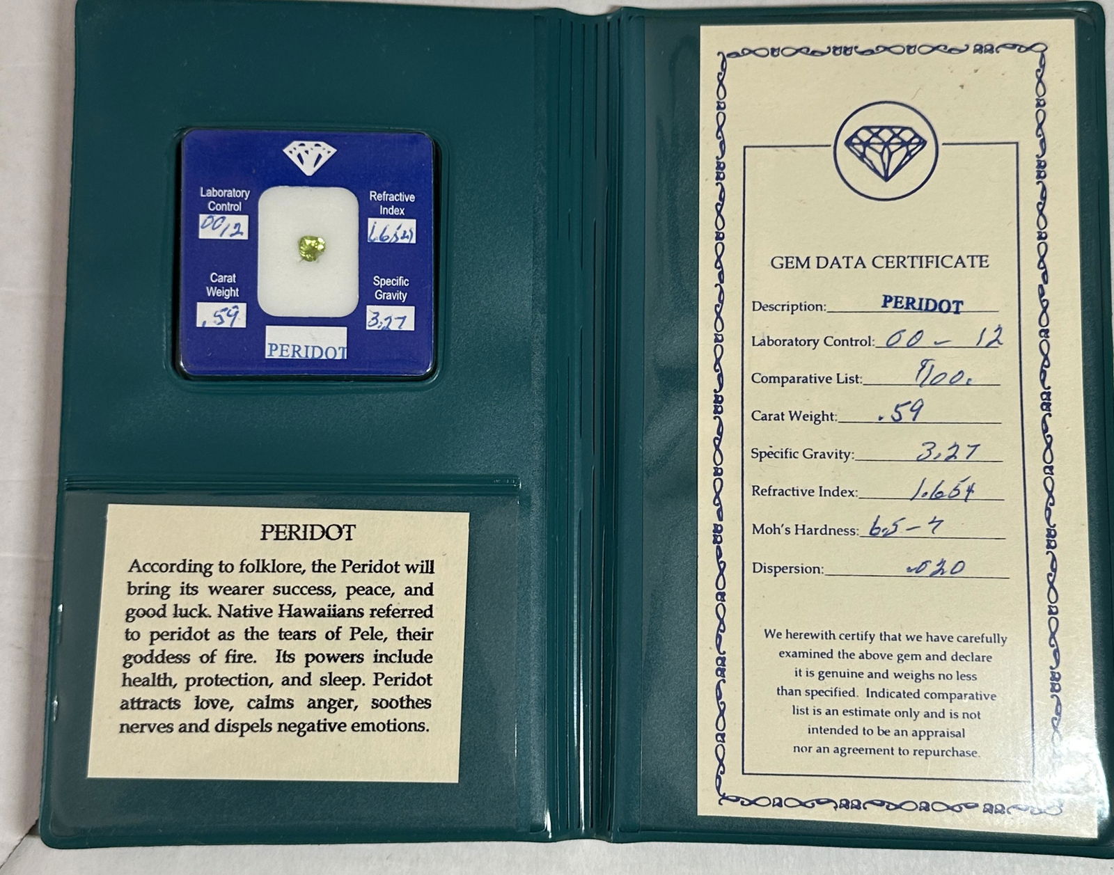 .59 LOOSE PERIDOT GEMSTONE WITH COA (1 of 2)