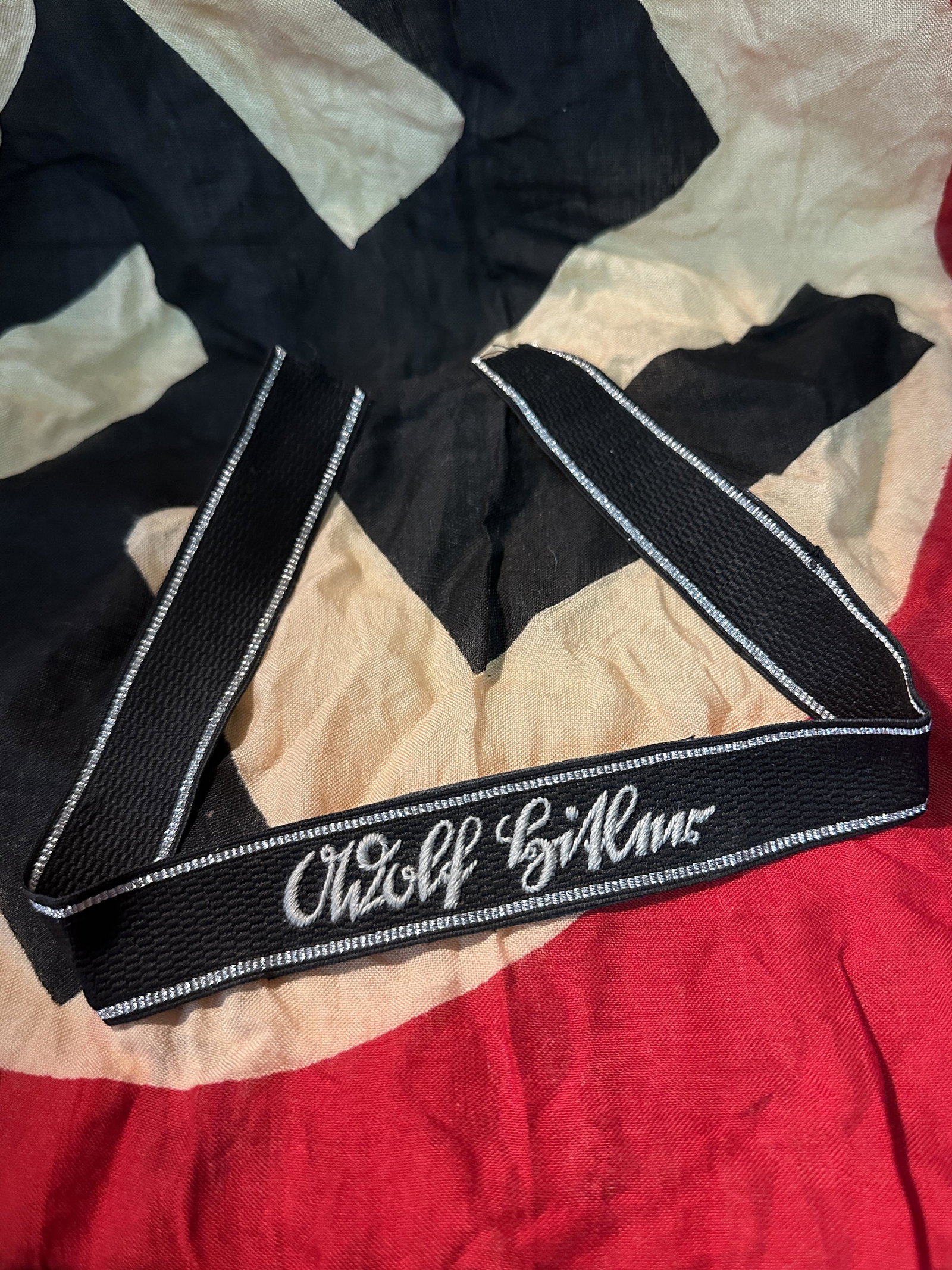 WWII German Waffen SS â€œAdolf Hitlerâ€ Cuff Title From The 1st SS Panzer Division Leibstandarte SS: WWII German Waffen SS â€œAdolf Hitler” Cuff Title From The 1st SS Panzer Division Leibstandarte SS Adolf Hitler. The 1.SS-Panzer-Division LSSAH, (Leibstandarte SS Adolf Hitler), the premier 