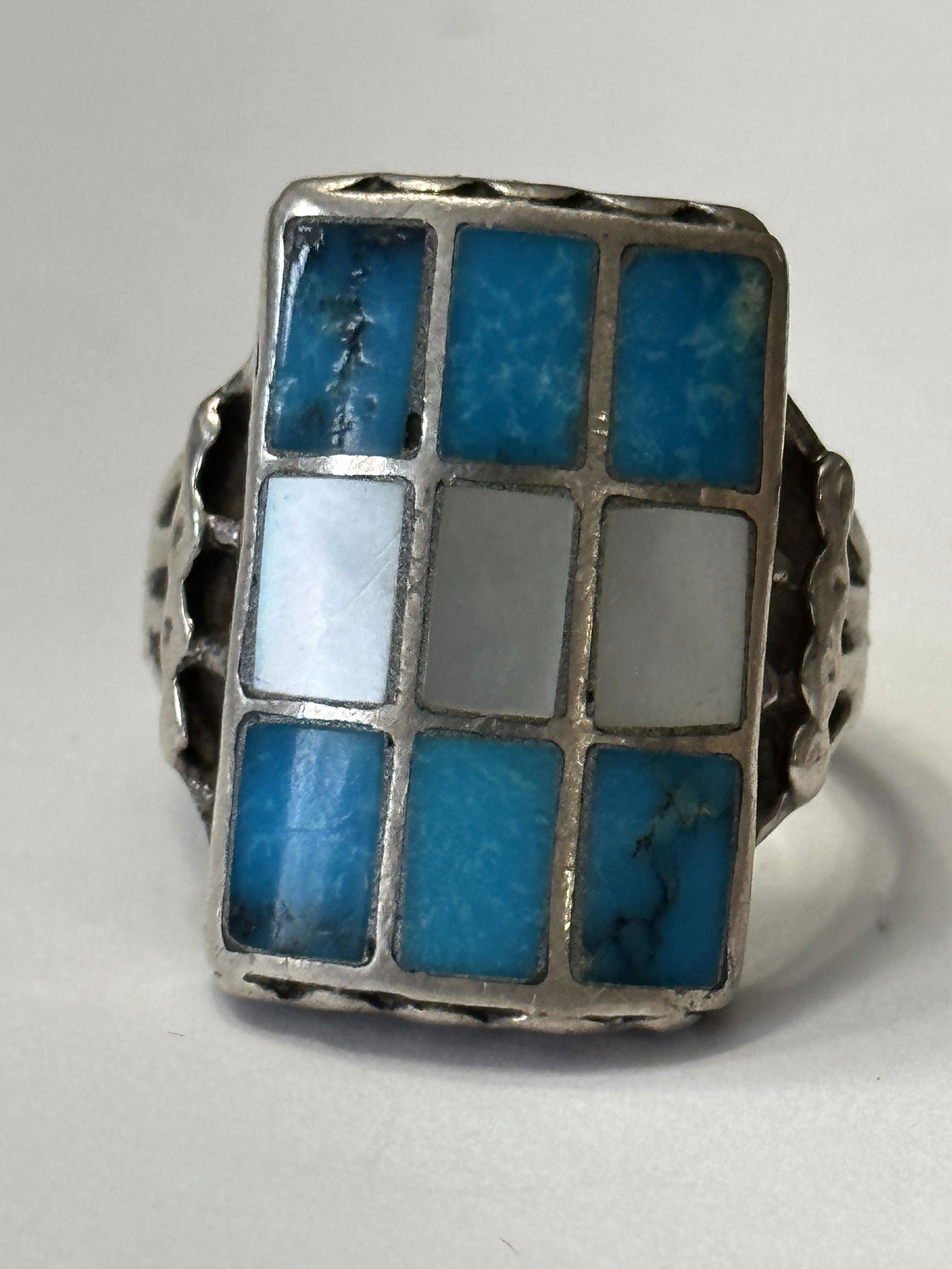 NATIVE AMERICAN STERLING SILVER TURQUOISE RING SZ 10 (1 of 3)