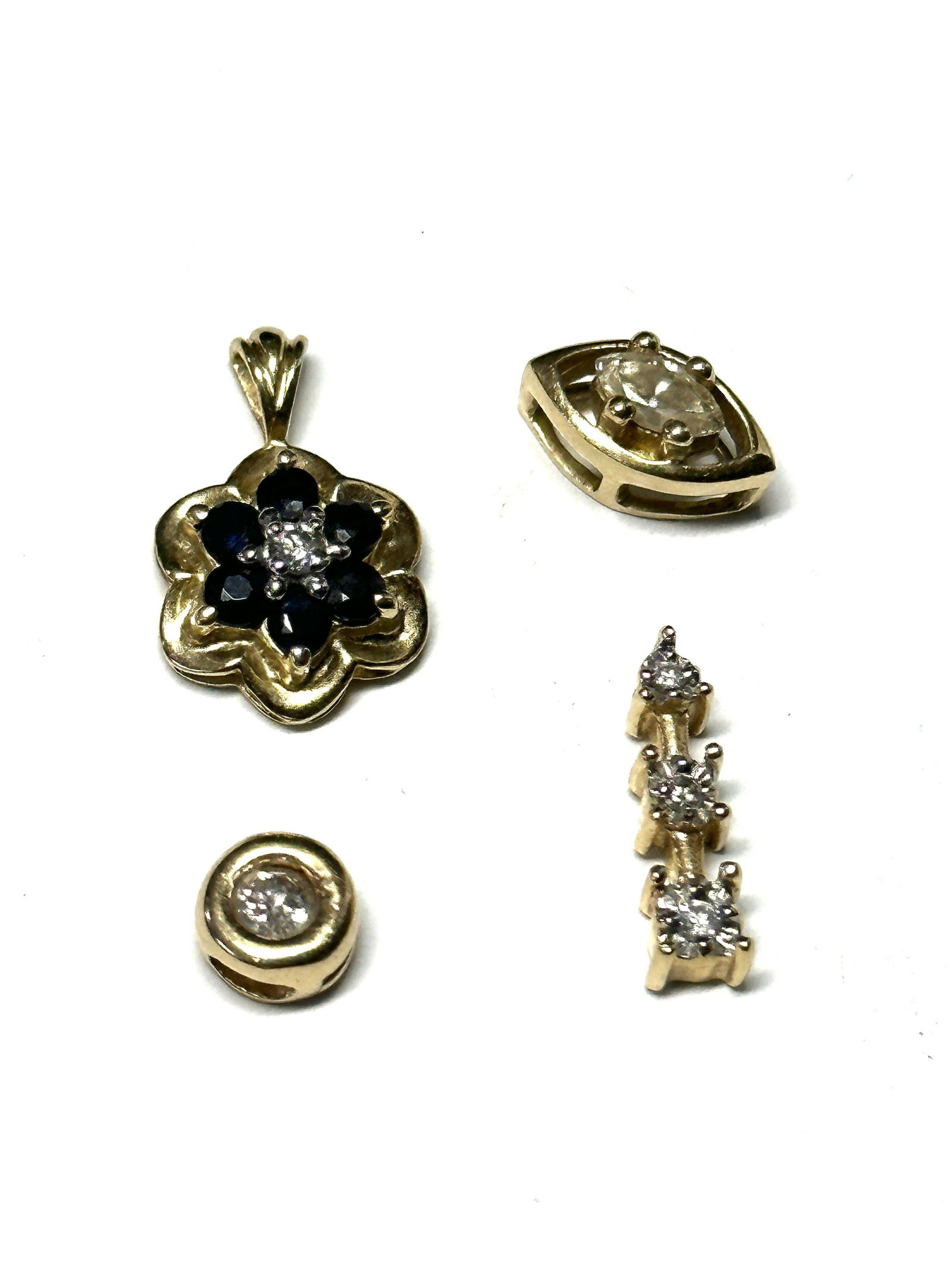 LOT OF (4) 14K SOLID GOLD AND DIAMONDS COCKTAIL PENDANTS (1 of 4)