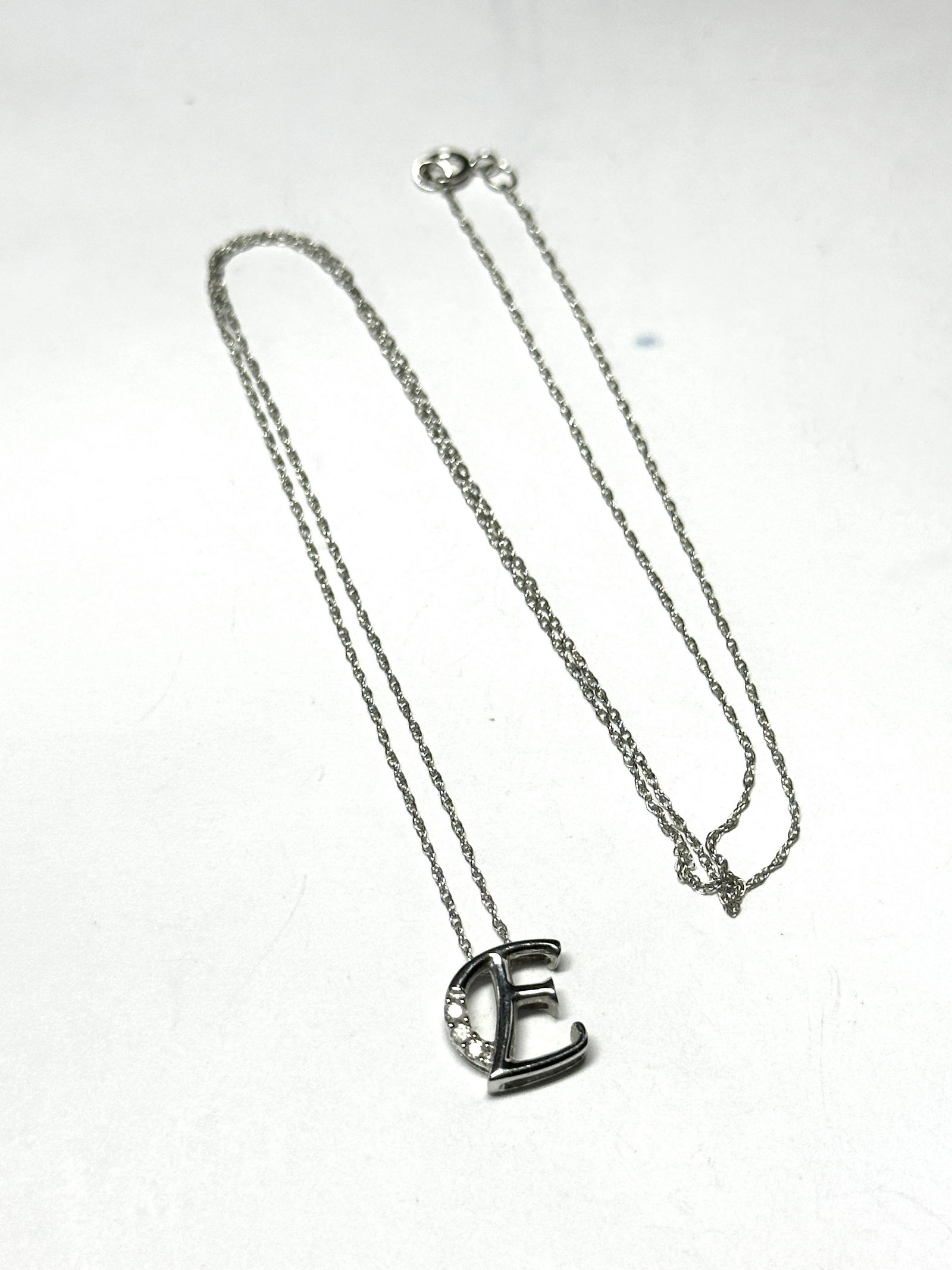 INITIAL E 14K WHITE GOLD DIAMOND NECKLACE (1 of 4)