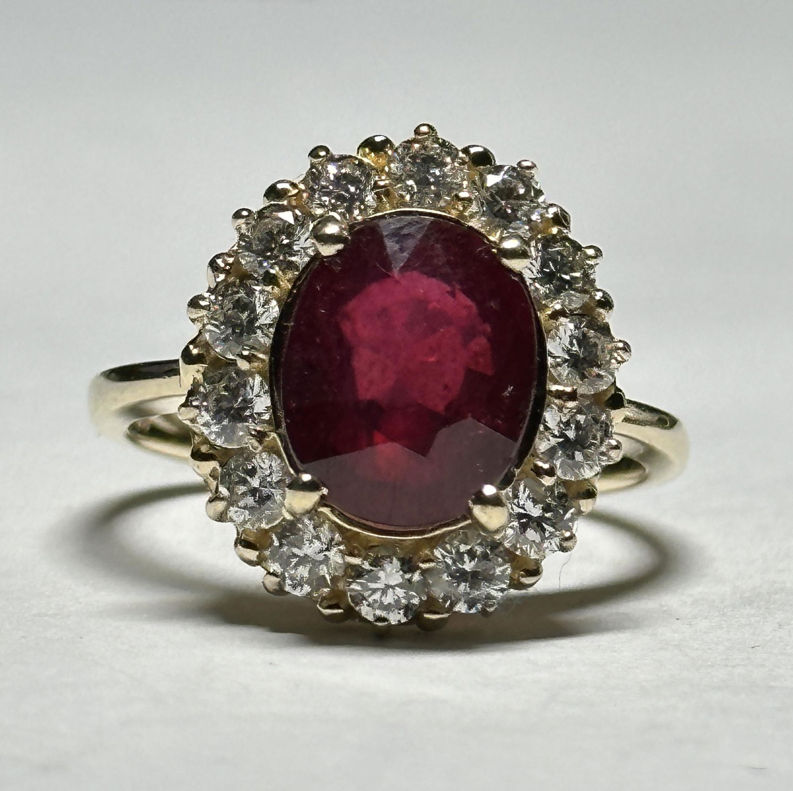 14K GOLD 2.0 CT RUBY 1.40 TCW VS1,G DIAMONDS COCKTAIL RING SZ 7.5 (1 of 3)