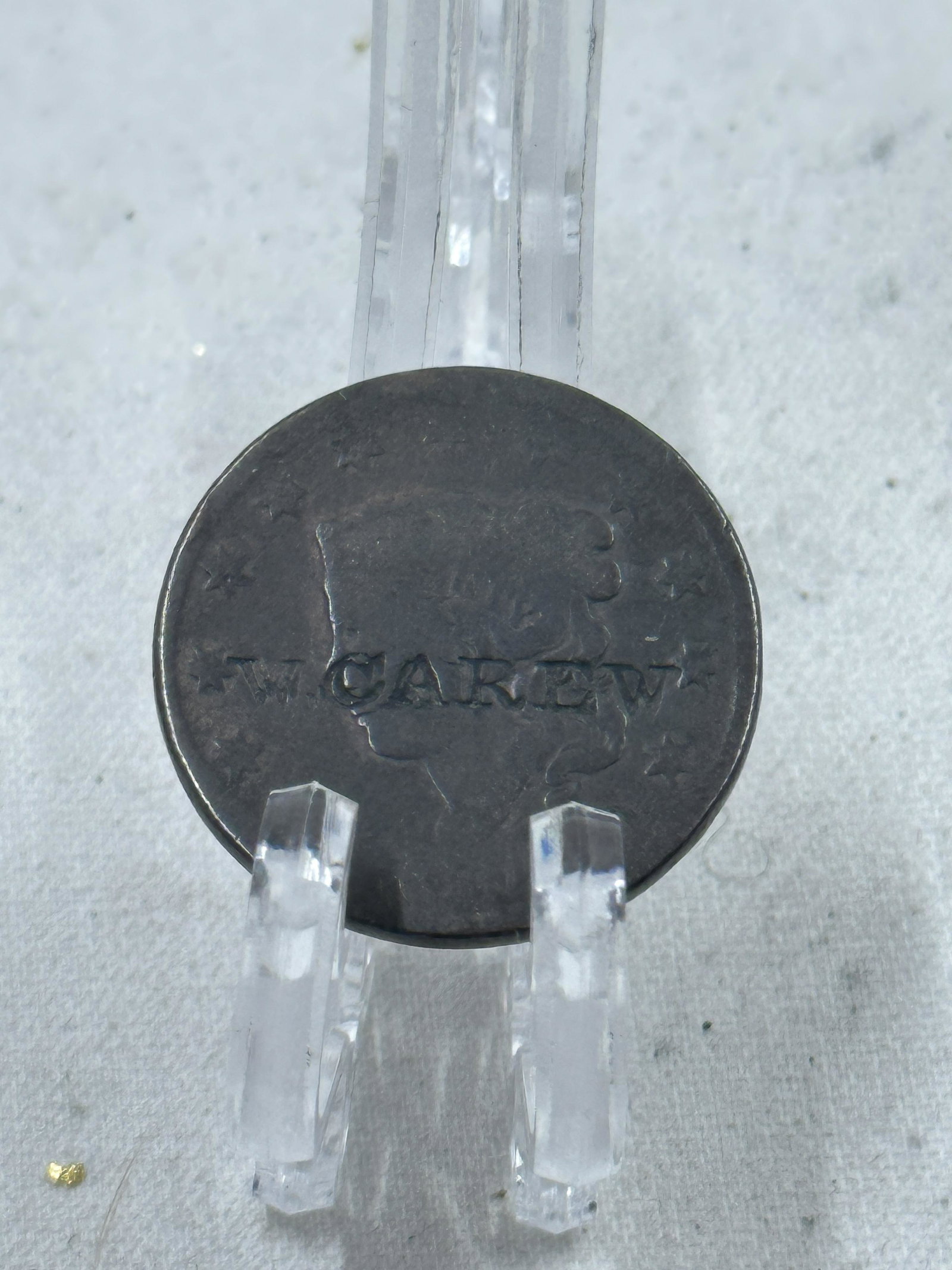 SOLDIER ID'D CIVIL WAR ERA ONE CENT PENNY DOG TAG (1 of 2)