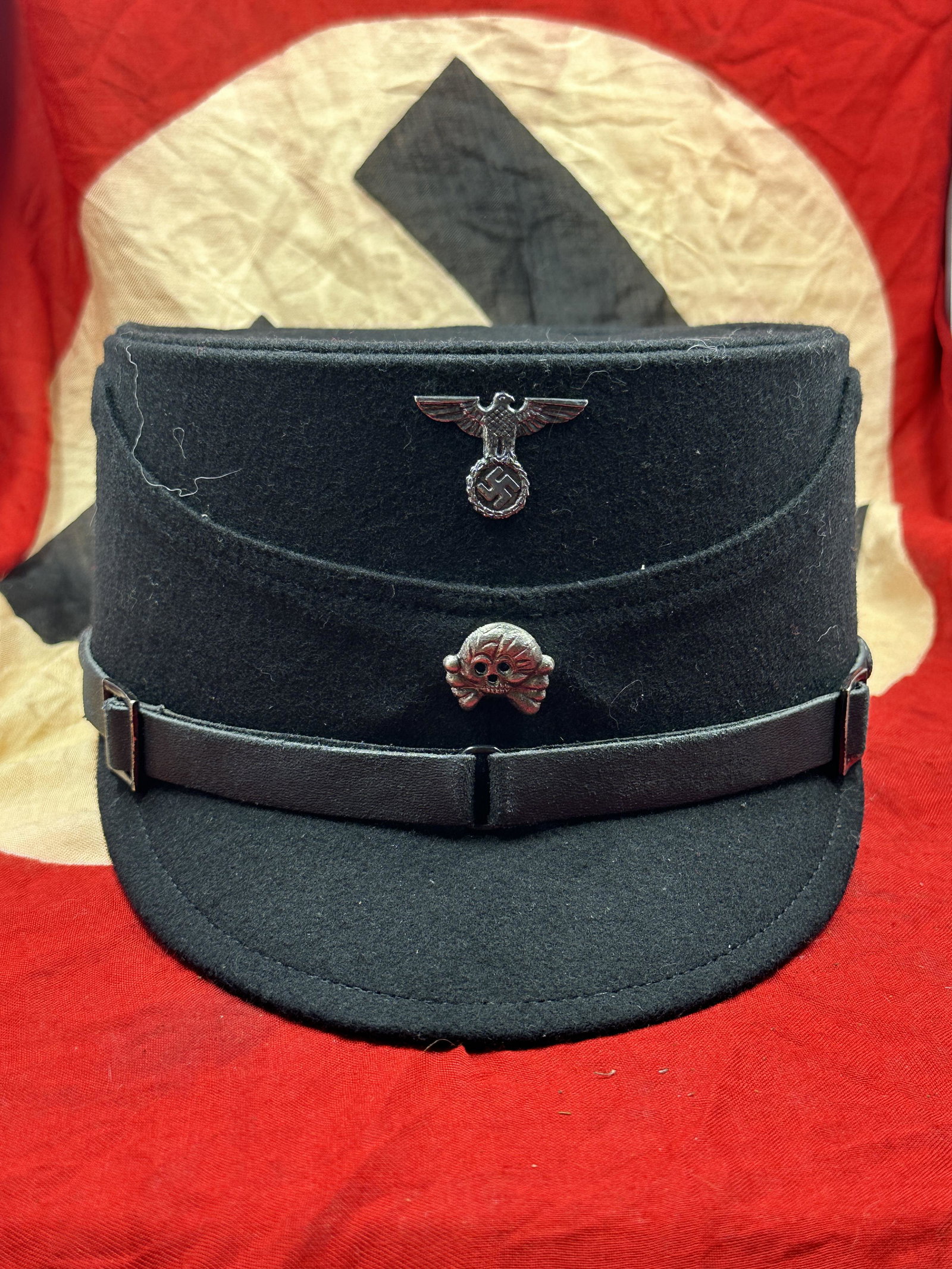 RARE WW2 GERMAN 3RD REICH SS COFFEE CAN VISOR CAP HAT KEPI - RZM SS MAKER MARKED: RARE WW2 GERMAN 3RD REICH SS COFFEE CAN VISOR CAP HAT KEPI - RZM SS MAKER MARKED. A RARE FIND. IT IS IN MINT OVERALL SHAPE AND CONDITION WITH A BEAUTIFUL OVERALL PATINA. SHOWS GOOD WEAR AND USE. PLEAS