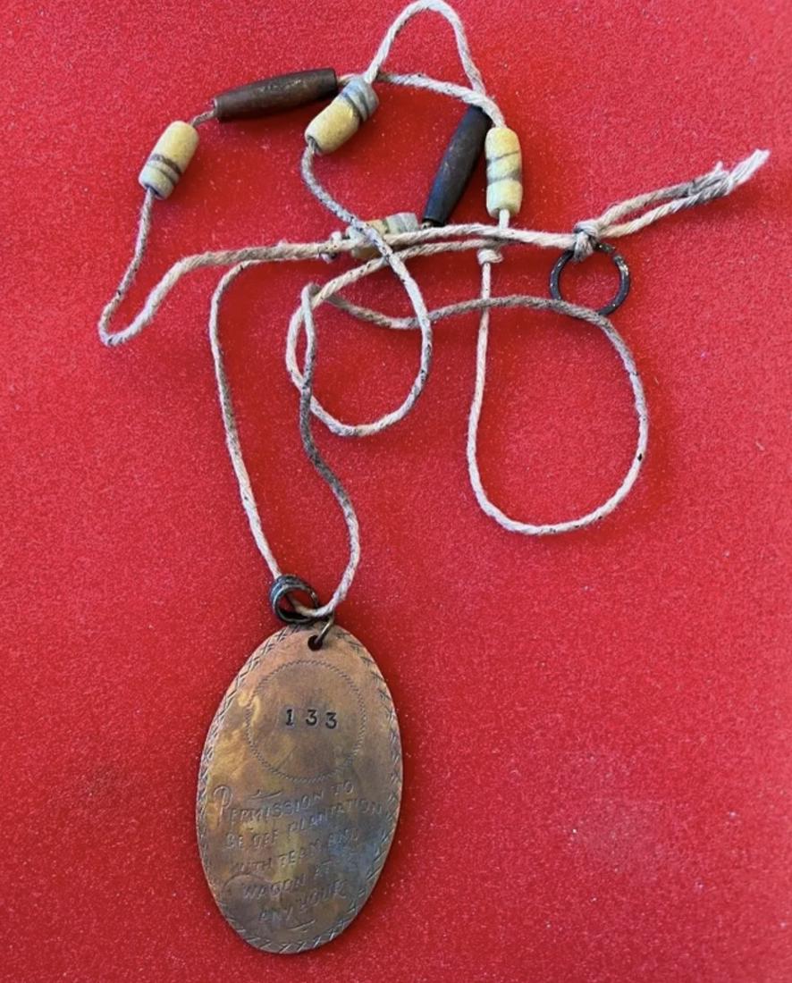 1829 Louisiana Verseer Straw Boss Concordia Plantation Slave/servant Tag Auction