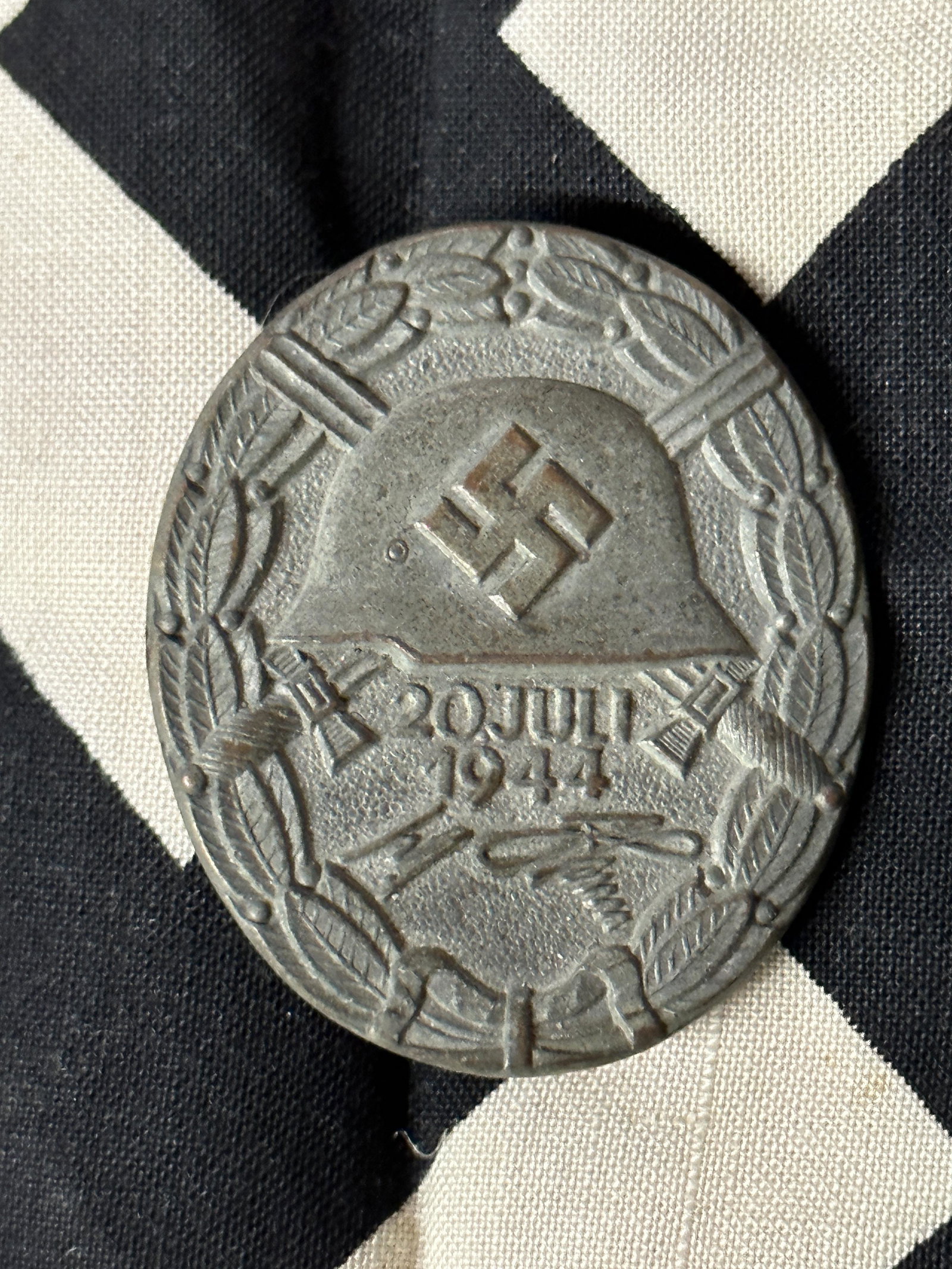 WW2 GERMAN WOUND BADGE OF 20 JULY 1944 IN SILVER: WW2 GERMAN WOUND BADGE OF 20 JULY 1944 IN SILVER. The 20 July 1944 Wound Badge was only issued to those injured during the failed attempt on Adolf Hitler's life at the Wolf's Lair headquarters in Rast