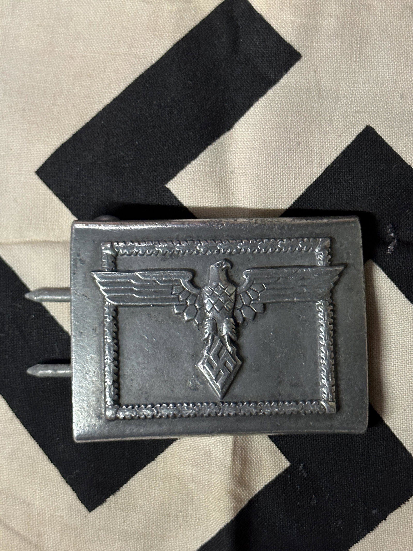 WW2 GERMAN HITLER YOUTH HJ BELT BUCKLE BY RZM M4/38: WW2 GERMAN HITLER YOUTH HJ BELT BUCKLE BY RZM M4/38. A RARE FIND. IT IS IN MINT OVERALL SHAPE AND CONDITION WITH A BEAUTIFUL OVERALL PATINA. SHOWS GOOD WEAR AND USE. MAKER MARKED ON THE REVERSE. PLEAS