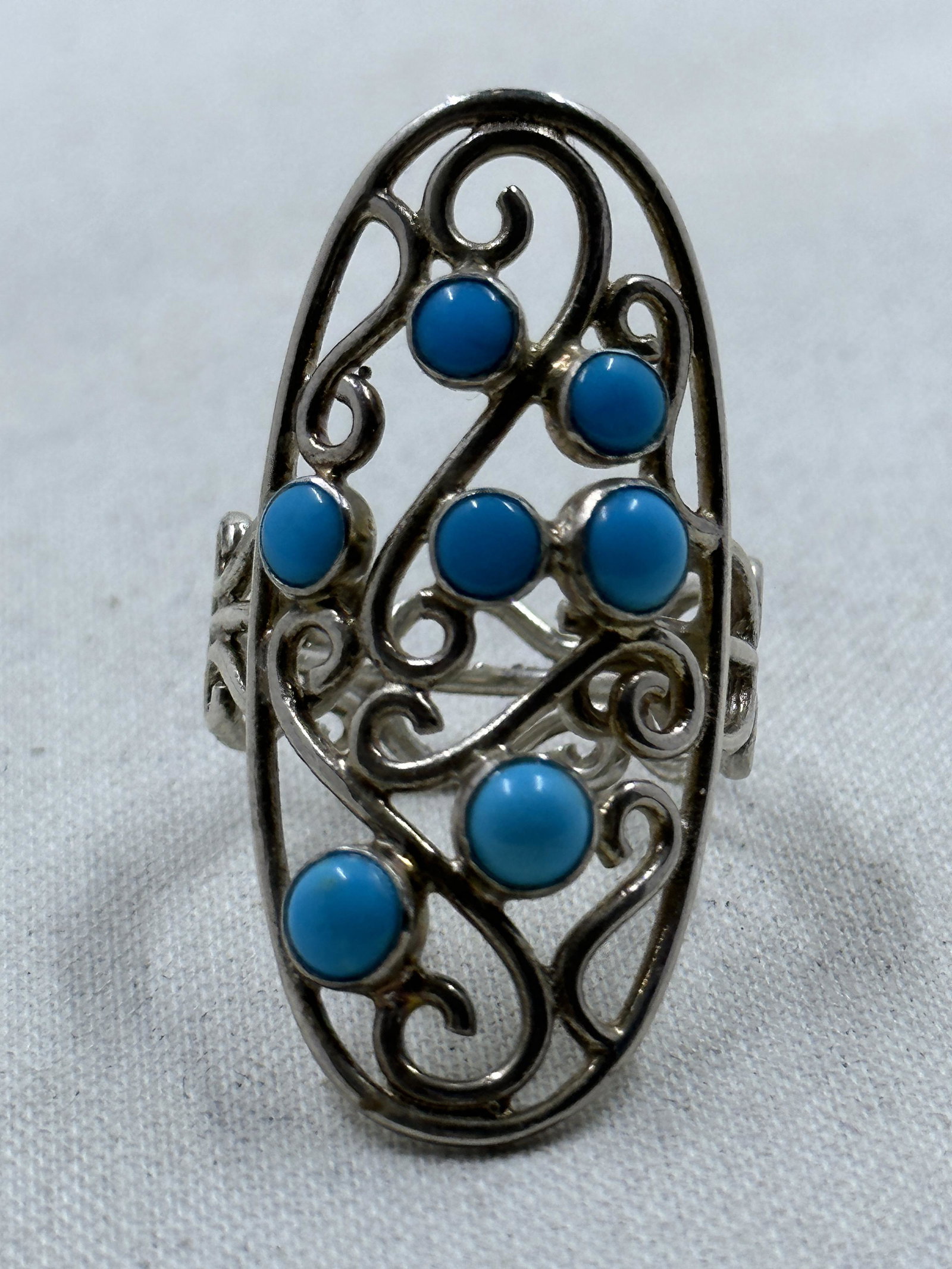 DESIGNER NATIVE AMERICAN STERLING SILVER TURQUOISE RING SZ 8.5 (1 of 5)