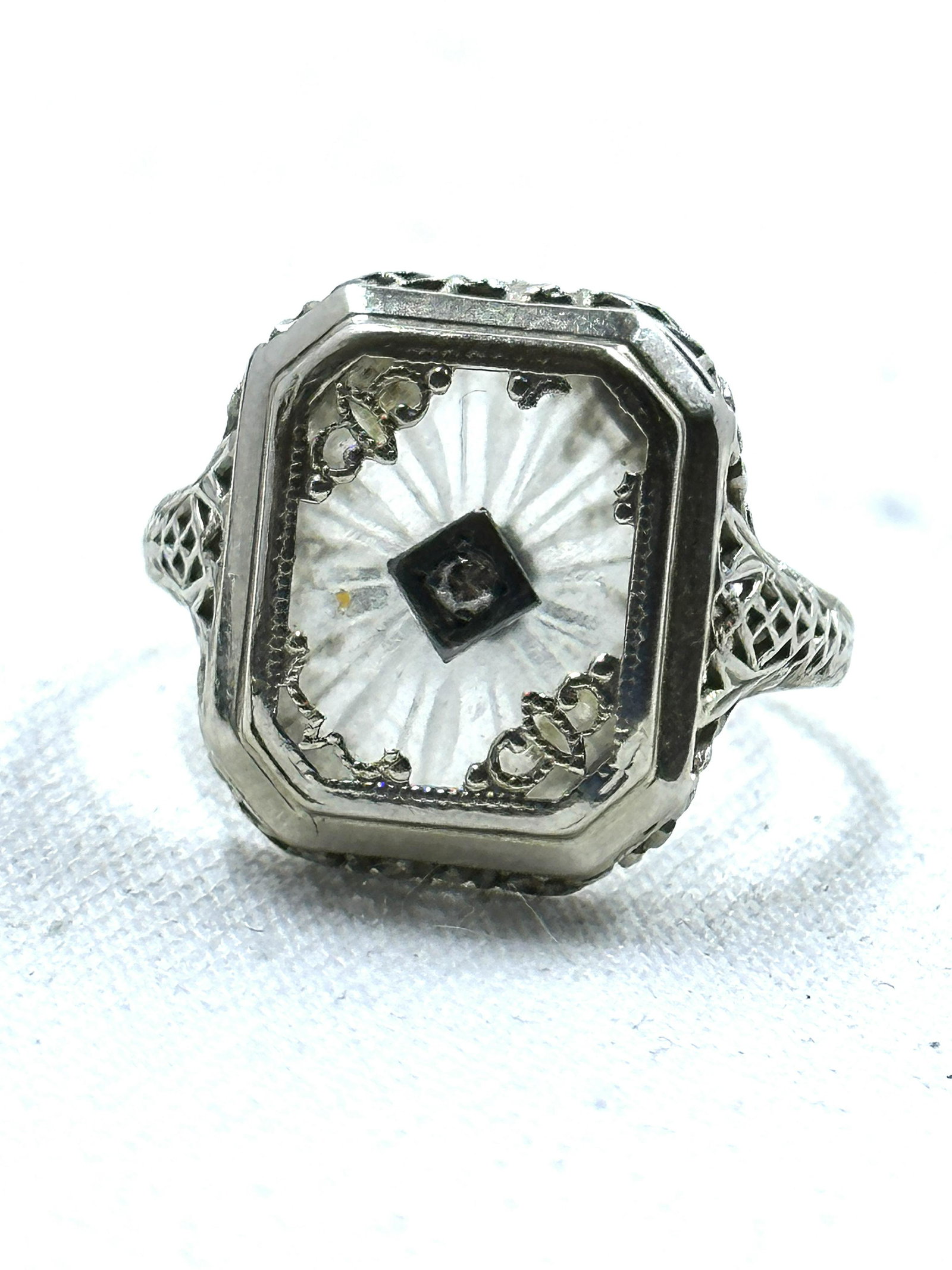 ART DECO 14K GOLD FILIGREE RING SZ 7 (1 of 3)