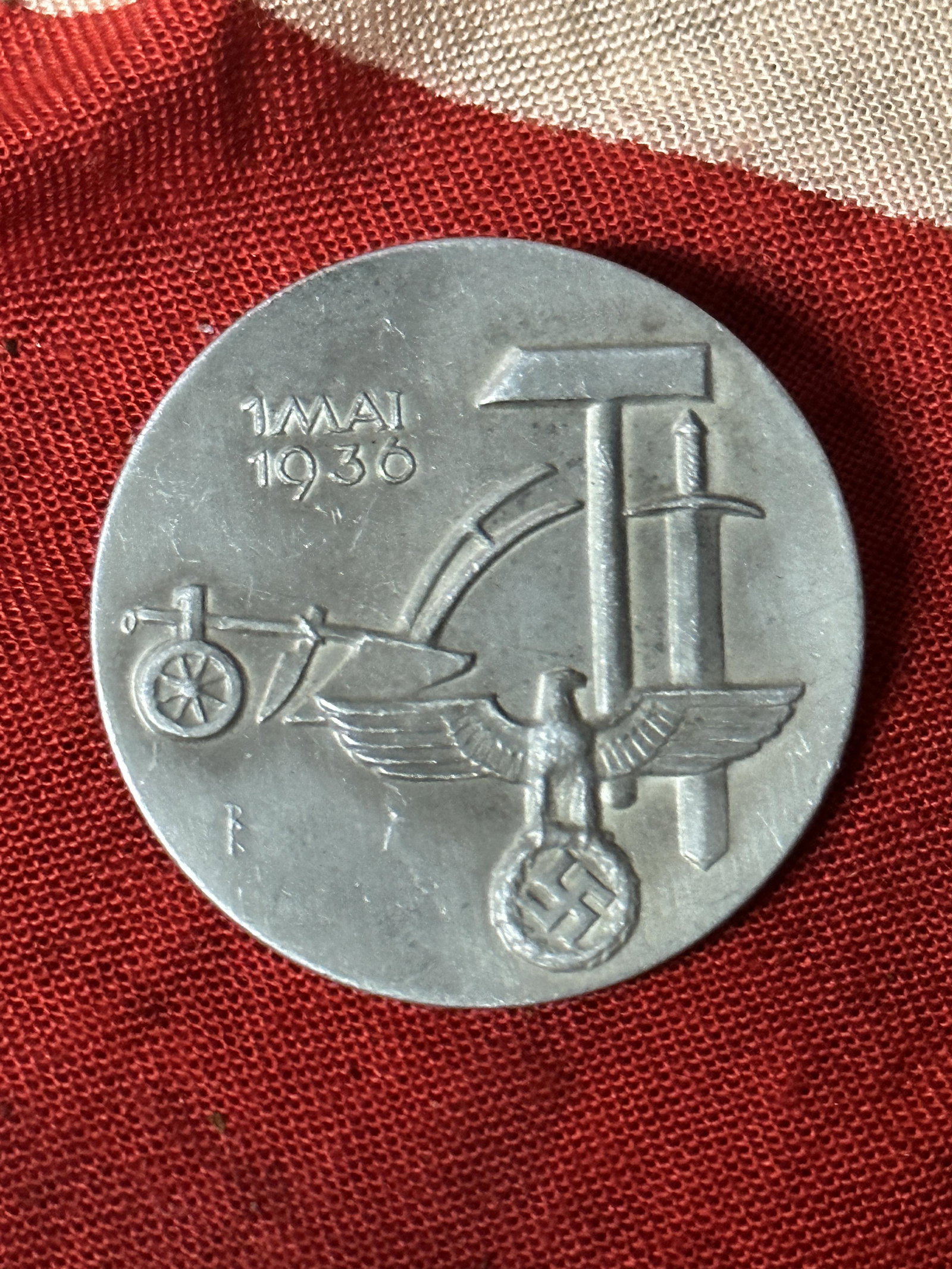 WW2 GERMAN 1 MAY 1936 TINNIE BADGE BY HERMANN BAUER SCHWAB. G MUND: WW2 GERMAN 1 MAY 1936 TINNIE BADGE BY HERMANN BAUER SCHWAB. G MUND. IT IS IN MINT OVERALL SHAPE AND CONDITION WITH A BEAUTIFUL OVERALL PATINA. SHOWS GOOD WEAR AND USE. PLEASE VIEW ALL DETAILED PICTURE