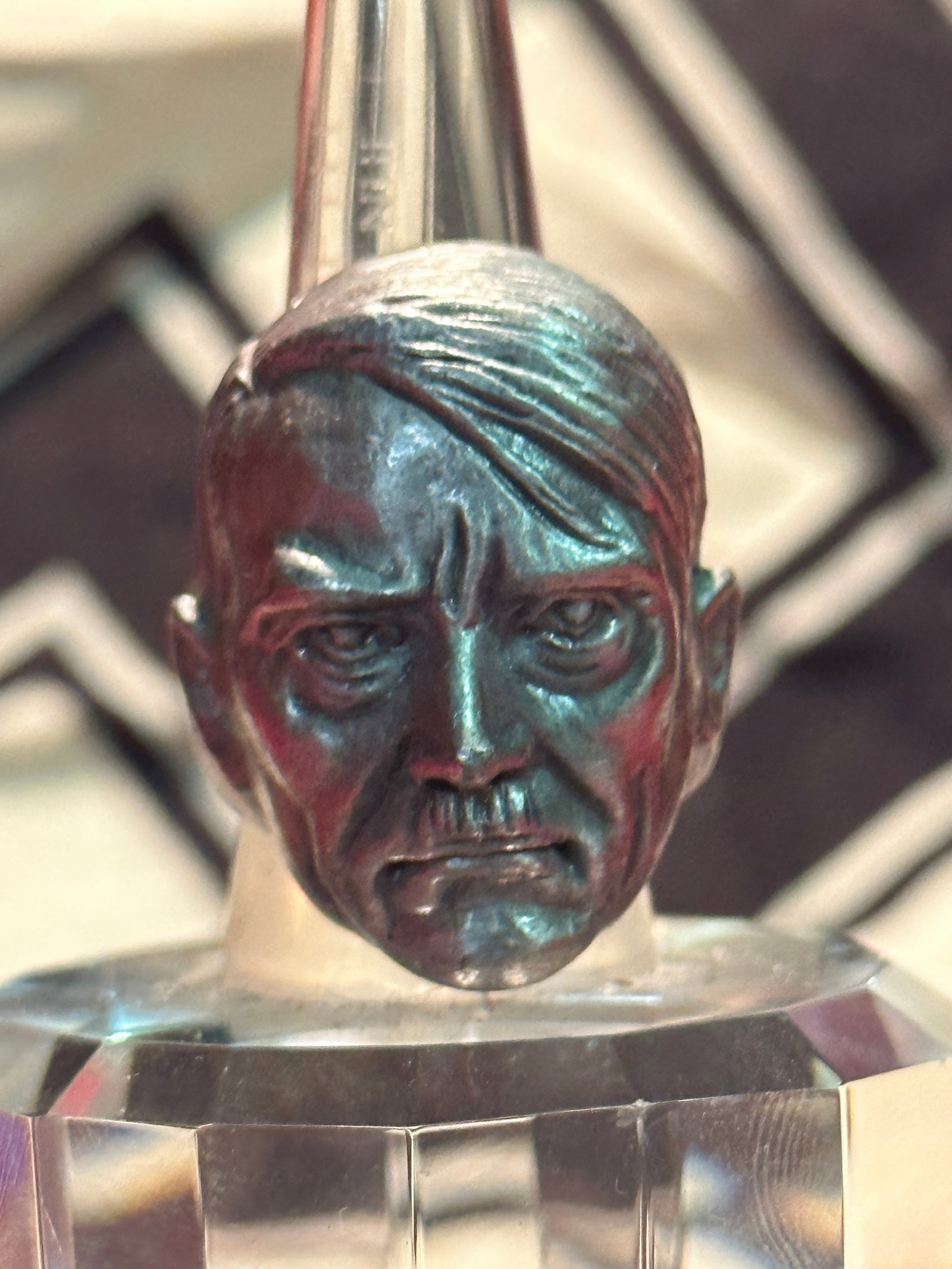 TRENCH ART WW2 GERMAN ADOLF HITLER RING: TRENCH ART WW2 GERMAN ADOLF HITLER RING. HAS MARKINGS ON THE INSIDE. SHOWS GOOD WEAR AND USE. PLEASE VIEW ALL DETAILED PICTURES. A WELL MADE ANTIQUE GERMAN ARTIFACT.