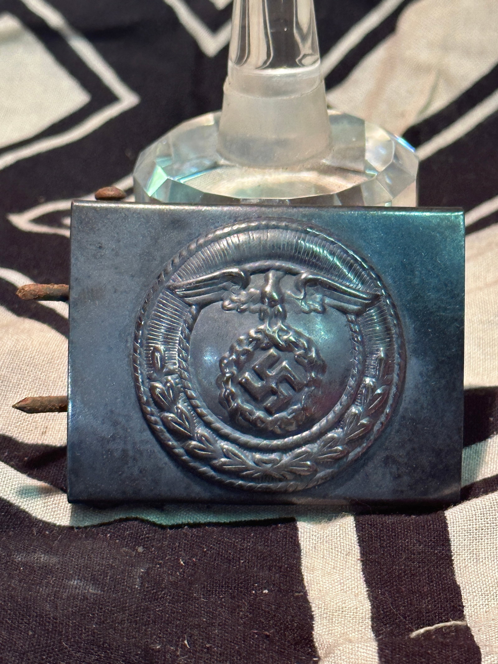 WW2 GERMAN NSKK BELT BUCKLE: WW2 GERMAN NSKK BELT BUCKLE. A RARE FIND. IT IS IN MINT OVERALL SHAPE AND CONDITION WITH A BEAUTIFUL OVERALL PATINA. SHOWS GOOD WEAR AND USE. PLEASE VIEW ALL DETAILED PICTURES. A WELL MADE ANTIQUE GER