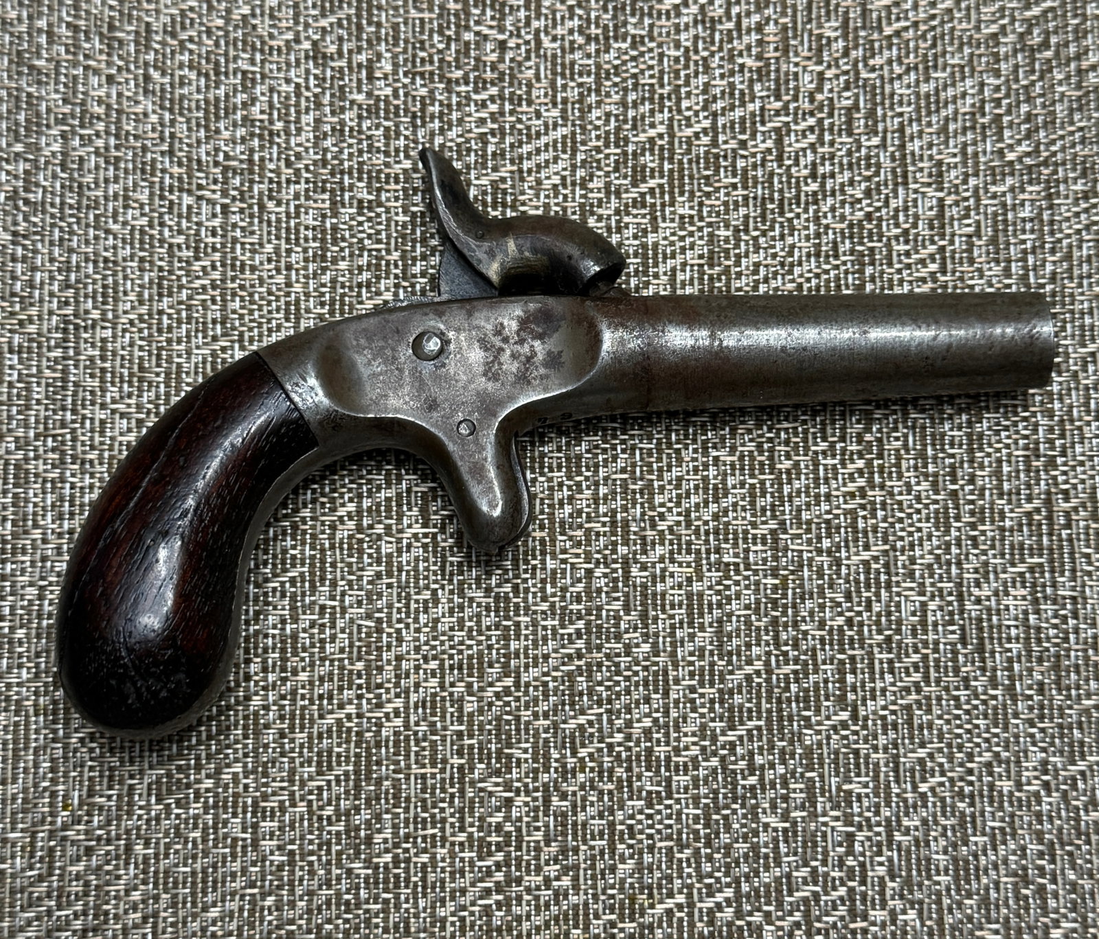EARLY PRODUCTION #64 CIVIL WAR OFFICER BOOT PISTOL: EARLY PRODUCTION #64 CIVIL WAR OFFICER BOOT PISTOL. A VERY RARE FIND. THIS IS AN EARLY PRODUCTION CIVIL WAR OFFICER BOOT PISTOL WITH SERIAL NUMBER 64 - VERY EARLY PRODUCTION. THE PISTOL APPEARS TO BE 
