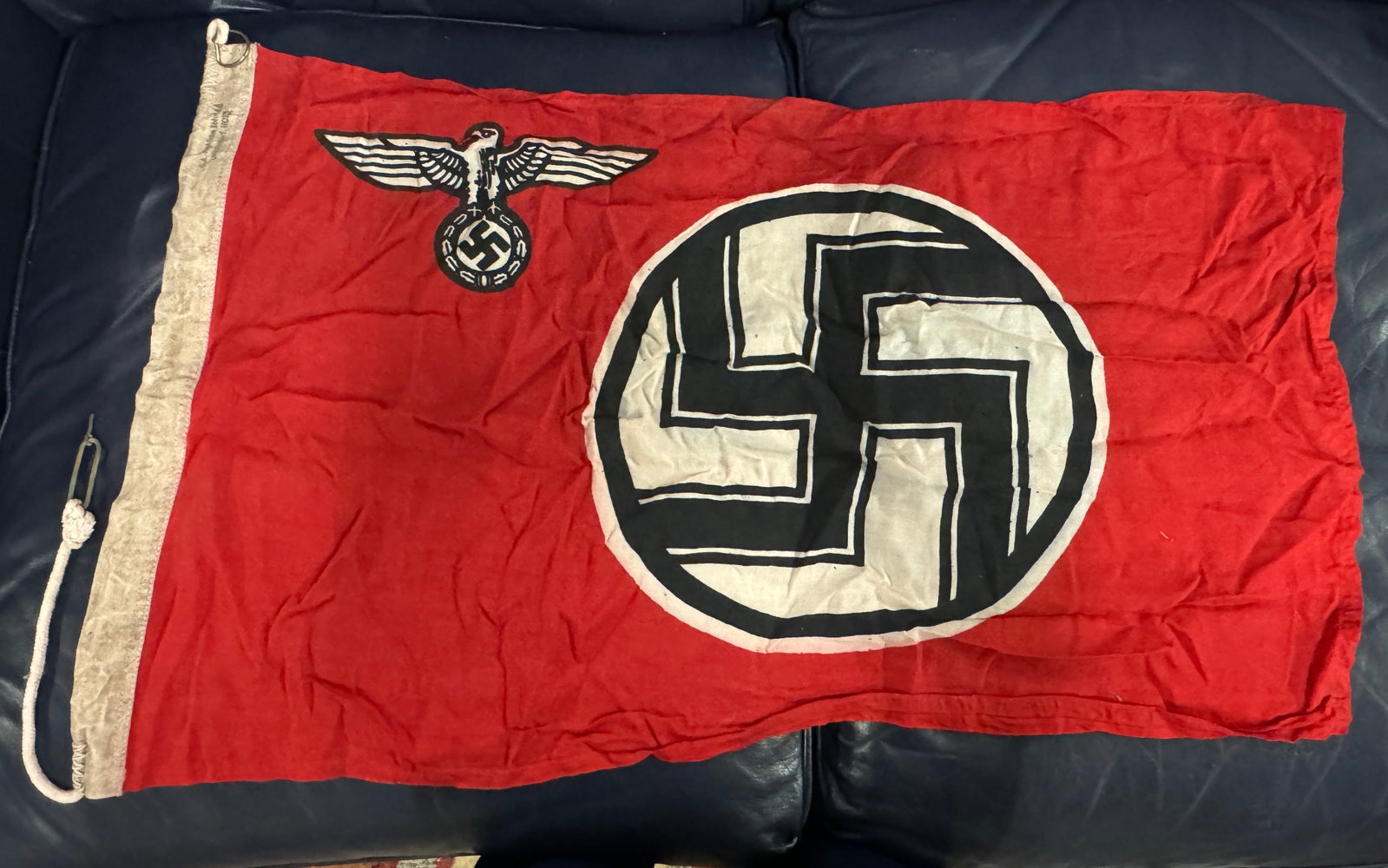 WWII GERMAN THIRD REICH STATE SERVICE FLAG BY G.A. F. SOHN: WWII GERMAN THIRD REICH STATE SERVICE FLAG BY G.A. F. SOHN. hows good wear and use with a beautiful overall patina. In mint condition for its age. Please view all detailed pictures. A rare artifact.