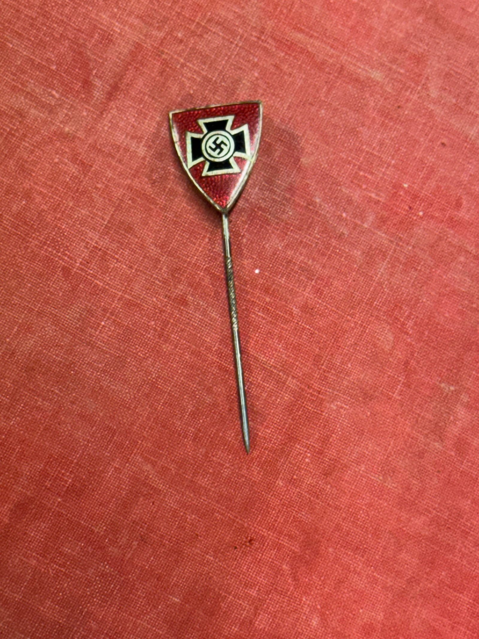 WW2 German NSRKB Member stick pin by Ges. Gesch.: WW2 German NSRKB Member stick pin by Ges. Gesch. In mint shape and condition with a beautiful overall patina. Please view all detailed pictures.
