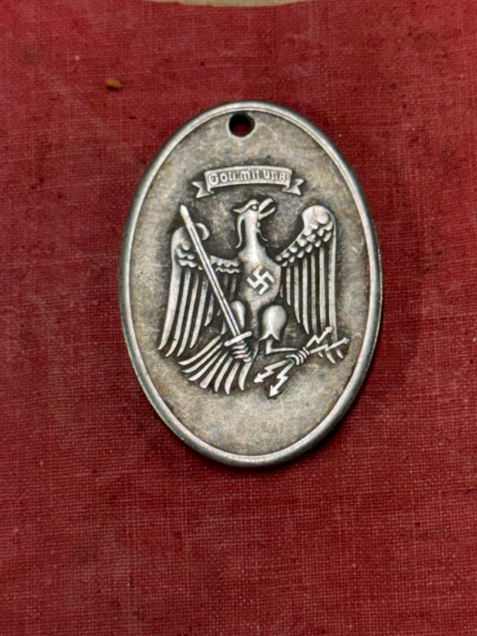 WW2 GERMAN PRUSSIAN STATE POLICE IDENTIFICATION TAG #3: WW2 GERMAN PRUSSIAN STATE POLICE IDENTIFICATION TAG #3. A VERY RARE EXAMPLE. SHOWS GOOD WEAR AND USE WITH A BEAUTIFUL OVERALL PATINA. PLEASE VIEW ALL DETAILED PICTURES. A SCARCE EXAMPLE.