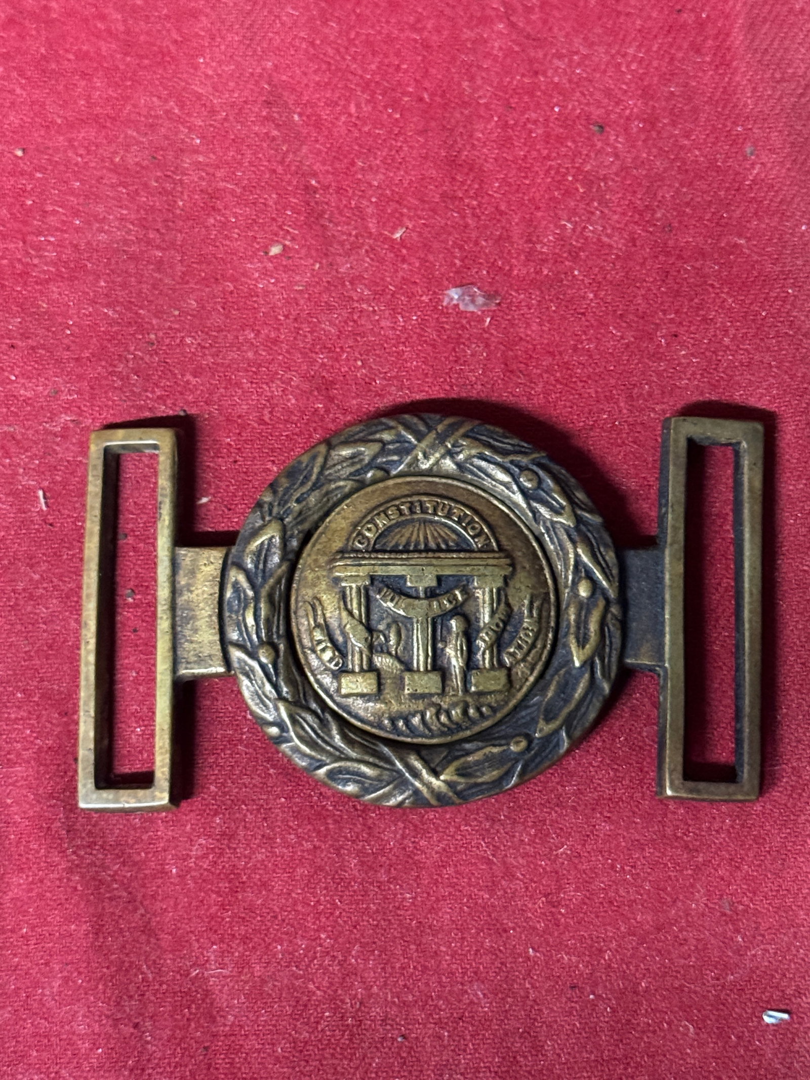 DATED 1864 CIVIL WAR CONFEDERATE CSA GEORGIA STATE SOUTHERN REBLE BELT PLATE BUCKLE: DATED 1864 CIVIL WAR CONFEDERATE CSA GEORGIA STATE SOUTHERN REBLE BELT PLATE BUCKLE. A VERY RARE FIND. IT IS IN MINT OVERALL SHAPE AND CONDITION WITH A BEAUTIFUL OVERALL PATINA. HAS A GREAT LOOK TO IT