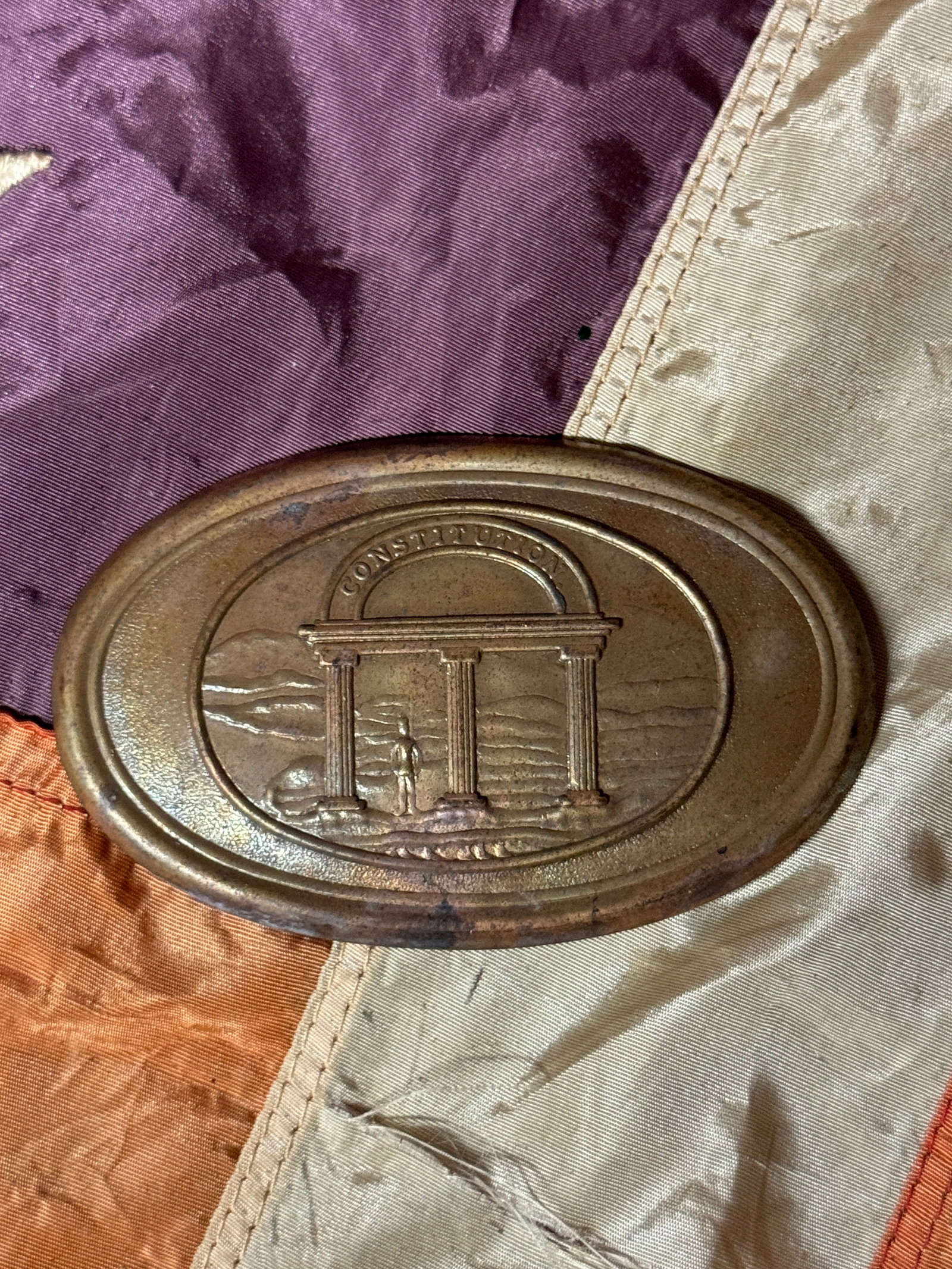 CIVIL WAR CONFEDERATE GEORGIA SOUTHERN REBEL OFFICER BELT PLATE BUCKLE: CIVIL WAR CONFEDERATE GEORGIA SOUTHERN REBEL OFFICER BELT PLATE BUCKLE. A VERY RARE FIND. SHOWS GOOD WEAR AND USE WITH A BEAUTIFUL OVERALL PATINA. HAS A GREAT LOOK TO IT WITH AN EXCELLENT OVERALL EYE 
