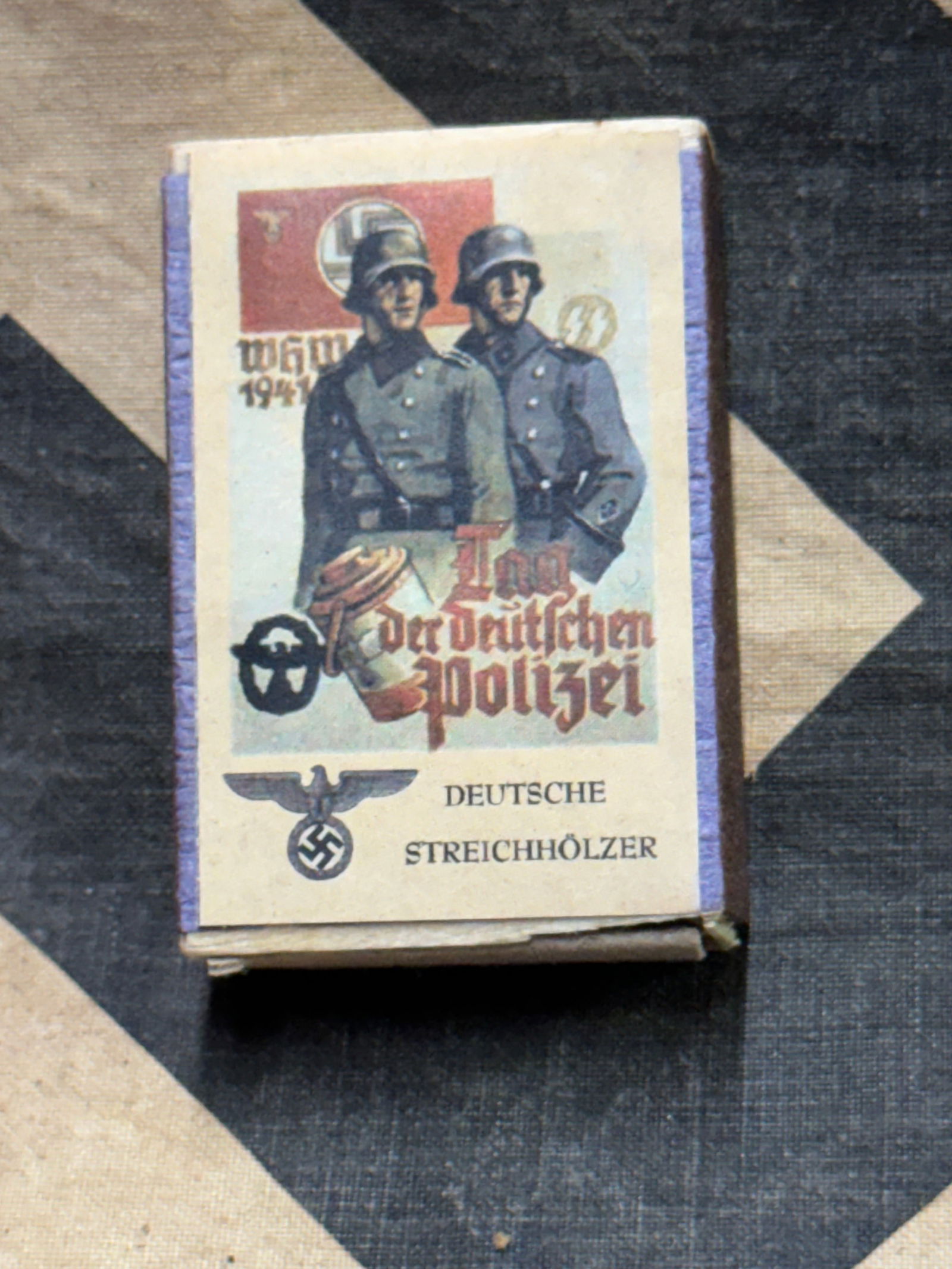 WWII Nazi German SS Polizei Police Vintage matchbox: WWII Nazi German SS Polizei Police Vintage matchbox