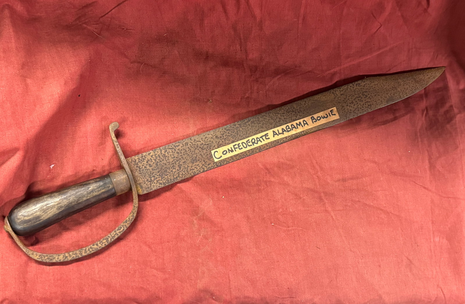 RARE CIVIL WAR CONFEDERATE CSA ALABAMA SOUTHERN REBEL BOWIE KNIFE: RARE CIVIL WAR CONFEDERATE CSA ALABAMA SOUTHERN REBEL BOWIE KNIFE. A VERY RARE FIND. IT IS IN MINT OVERALL SHAPE AND CONDITION WITH A BEAUTIFUL OVERALL PATINA. HAS A GREAT LOOK TO IT WITH AN EXCELLENT