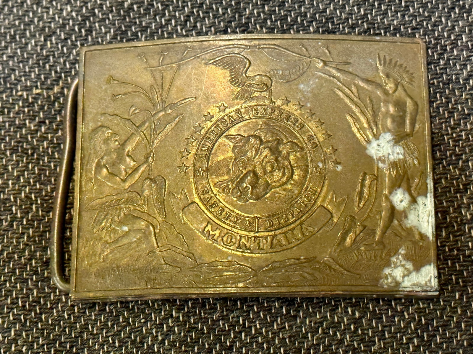 VINTAGE AMERICAN EXPRESS CO. MONTANA BELT BUCKLE: VINTAGE AMERICAN EXPRESS CO. MONTANA BELT BUCKLE