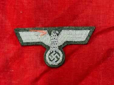 German WWII Army Officers Coat Eagle, Wire Embroidery