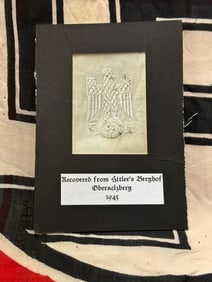 RARE WW2 GERMAN ADOLF HITLER CLOTH RECOVERED FROM HITLER'S BERGHOF OBERSALZBERG 1945