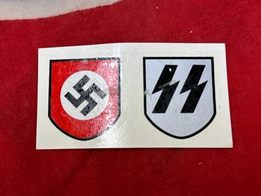 PAIR OF WW2 GERMAN WAFFEN SS HELMET DECALS SET